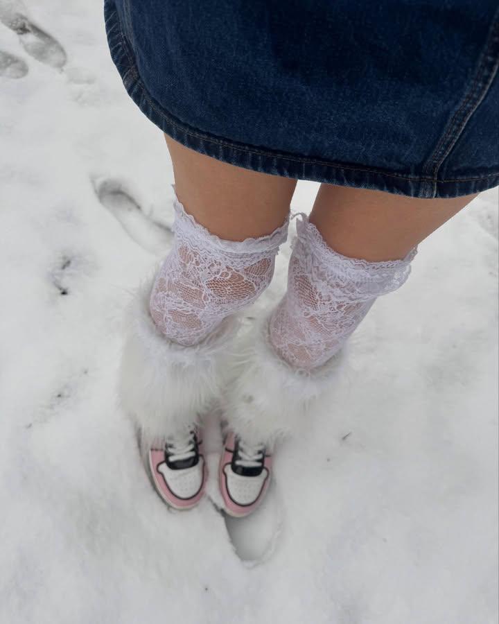 Beautiful stockings - My, Girls, Snow, Winter, Telegram (link)