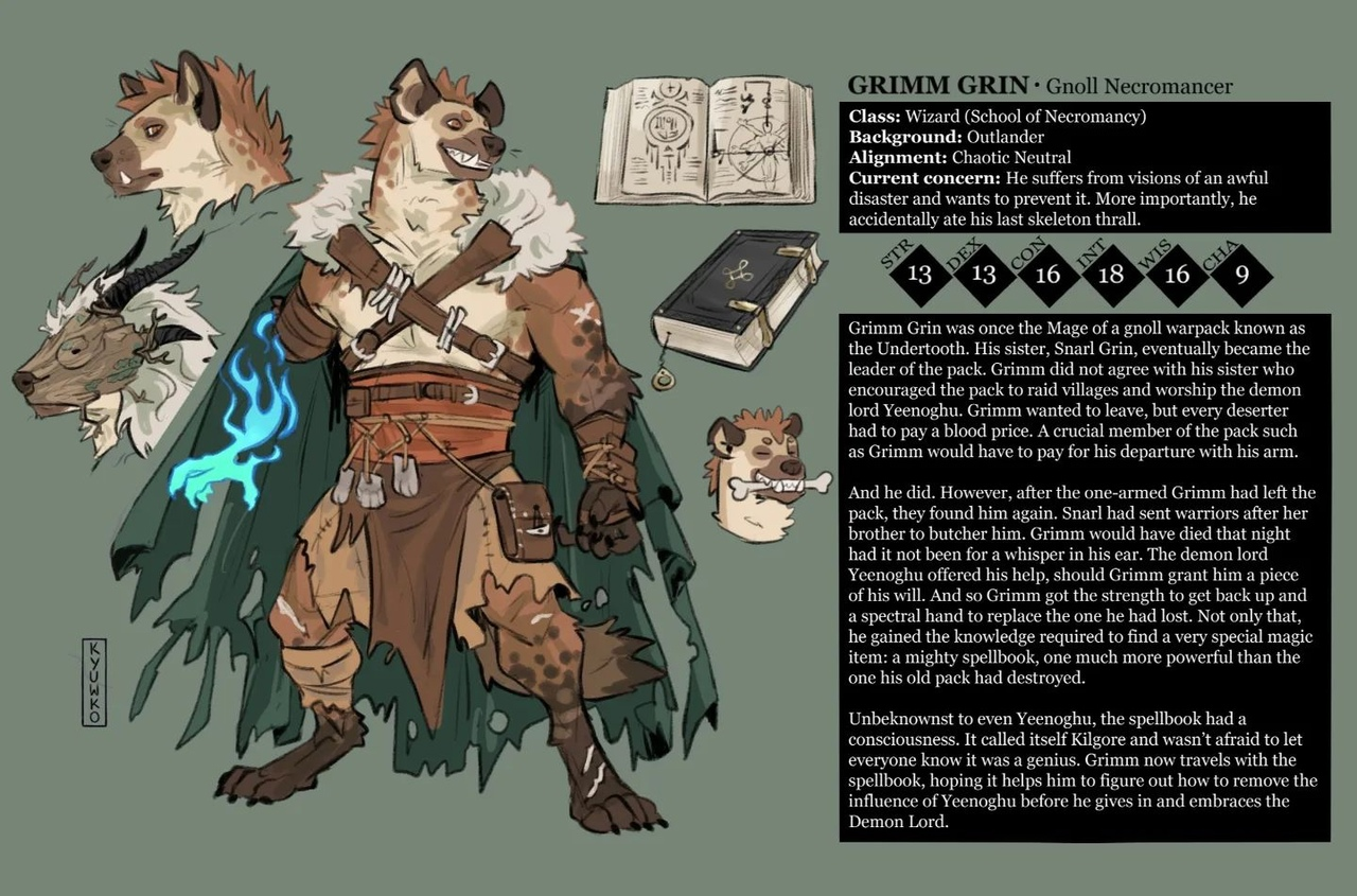 Interesting characters for DnD games in the art of the artist kyuwkou - Character Sheet, Art, Fantasy, Tabletop role-playing games, Dungeons & dragons, Artist, Longpost, beauty, Kyuwkou