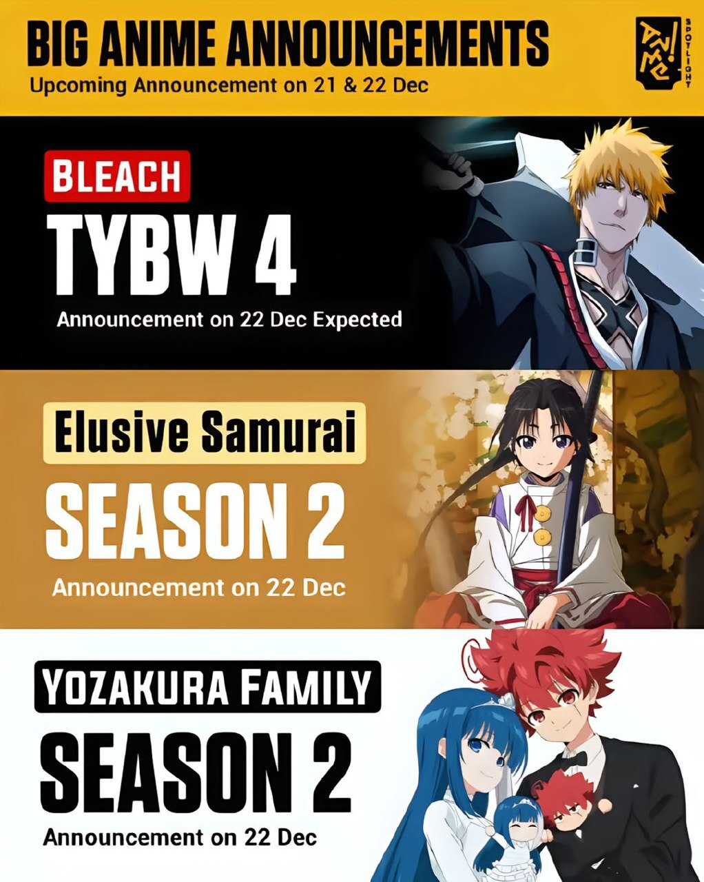 Which popular anime will announce new episodes/seasons this December - Anime, Anime News, Longpost