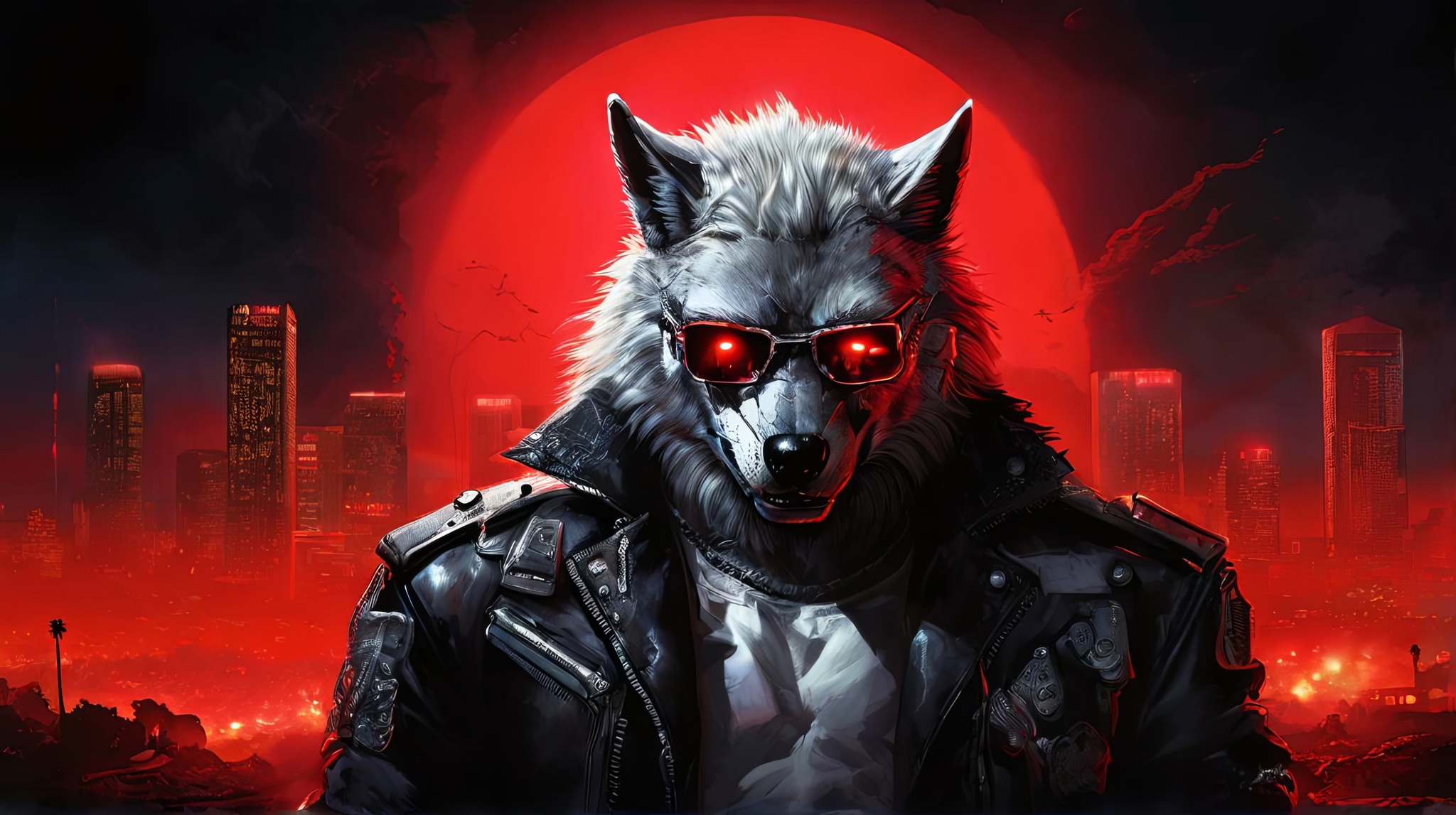 Фурри арт от Wolfmks #284 Infiltrator Wolf - Моё, Арты нейросетей, Арт, Фурри, Furry Art, Furry wolf, Терминатор, Длиннопост