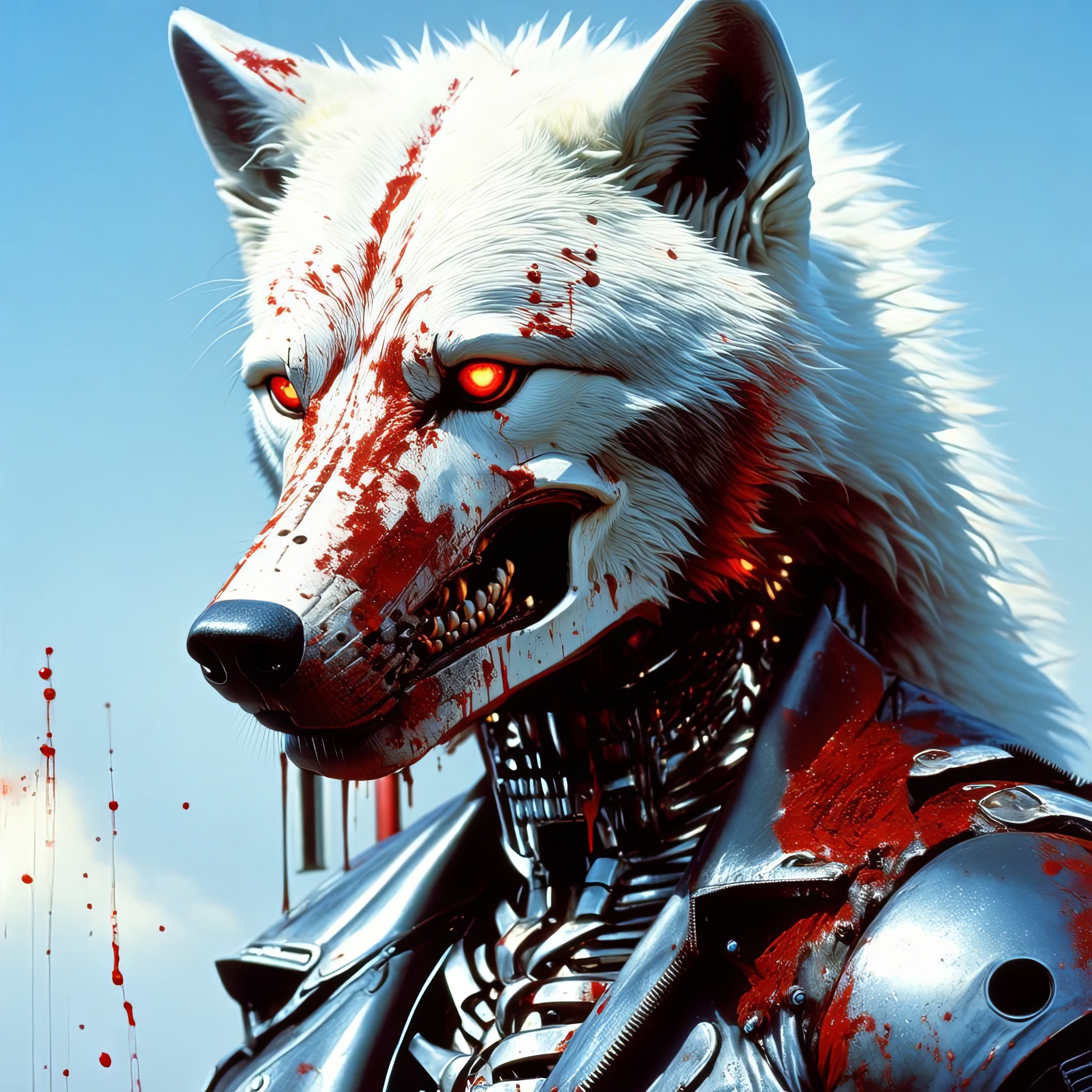 Фурри арт от Wolfmks #284 Infiltrator Wolf - Моё, Арты нейросетей, Арт, Фурри, Furry Art, Furry wolf, Терминатор, Длиннопост