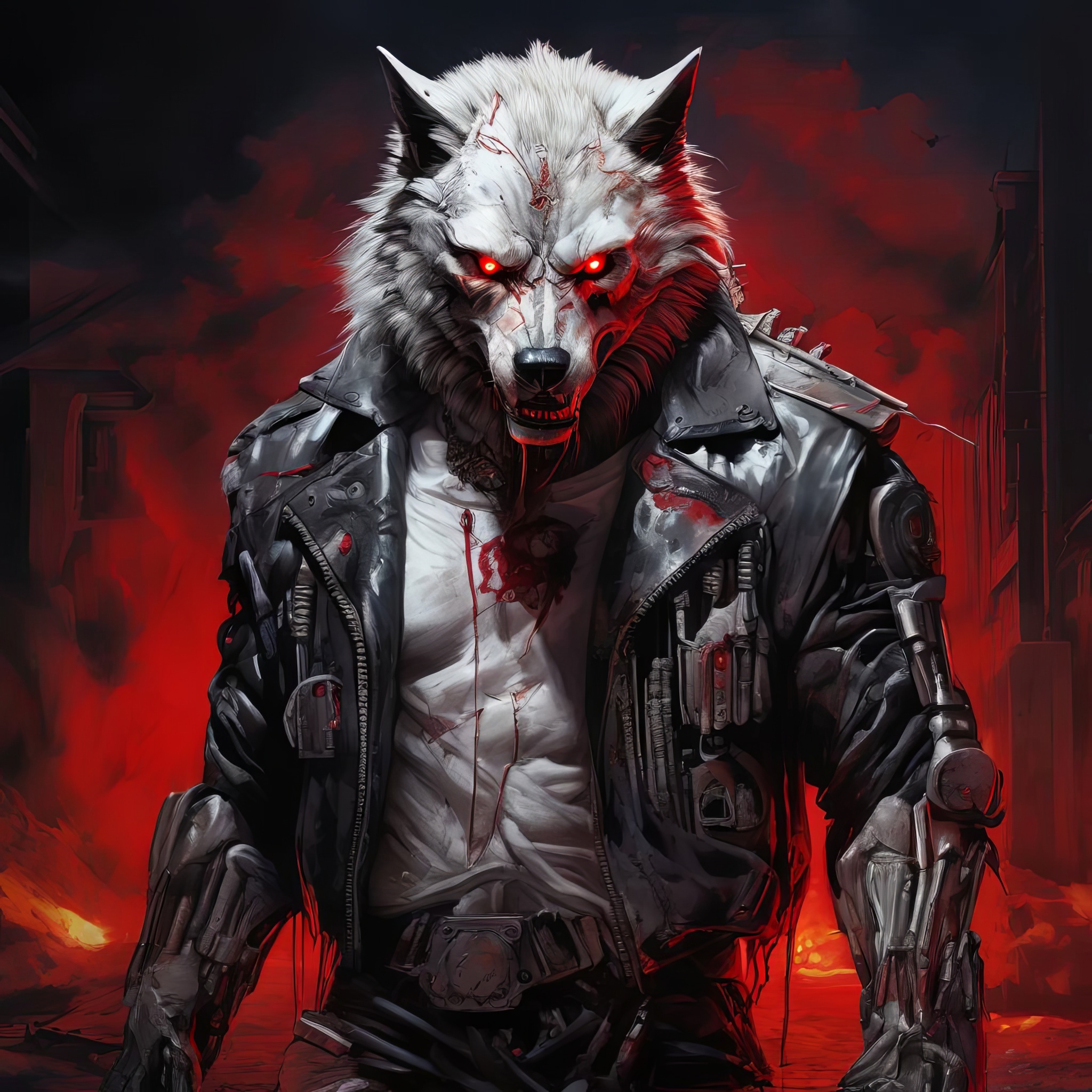 Фурри арт от Wolfmks #284 Infiltrator Wolf - Моё, Арты нейросетей, Арт, Фурри, Furry Art, Furry wolf, Терминатор, Длиннопост