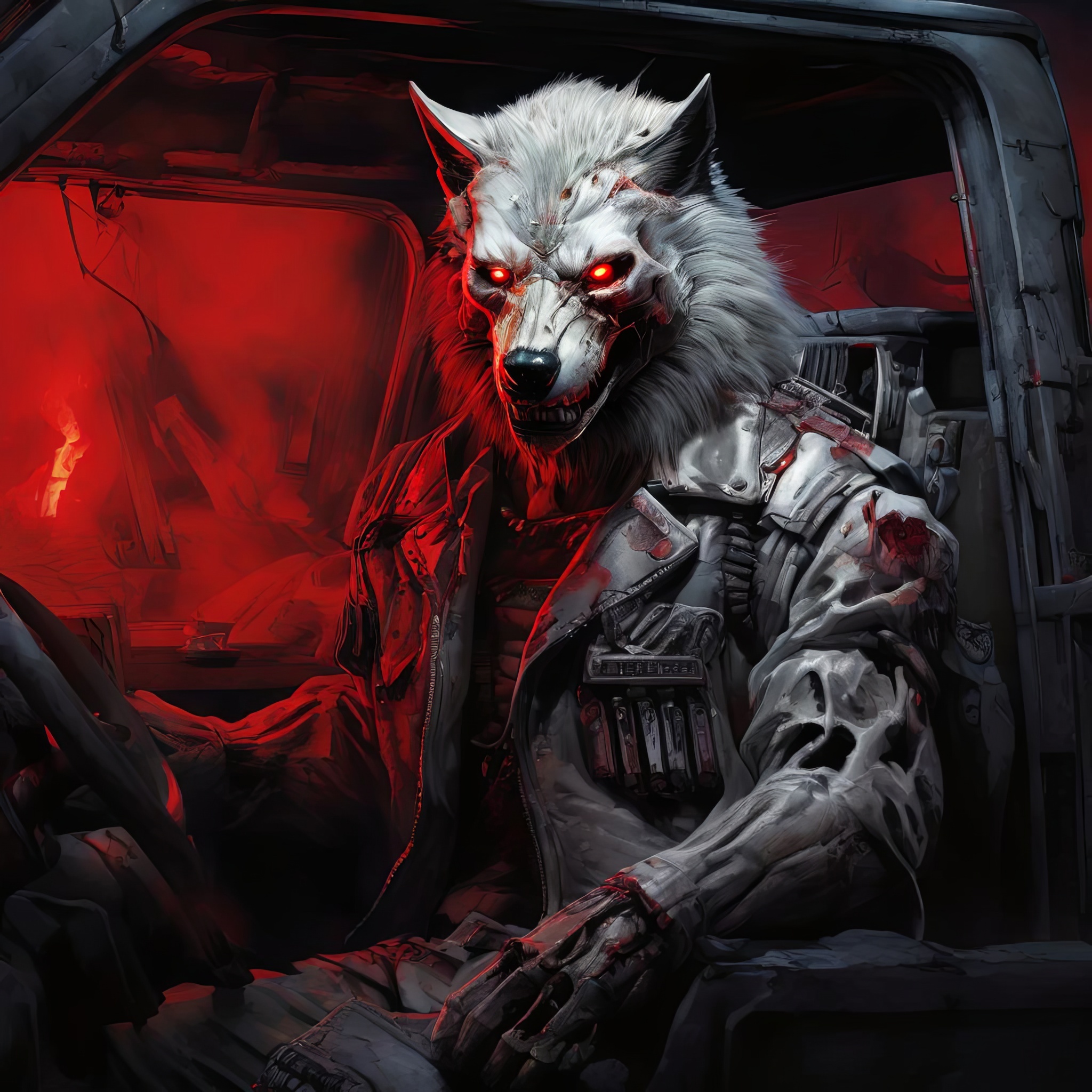 Фурри арт от Wolfmks #284 Infiltrator Wolf - Моё, Арты нейросетей, Арт, Фурри, Furry Art, Furry wolf, Терминатор, Длиннопост