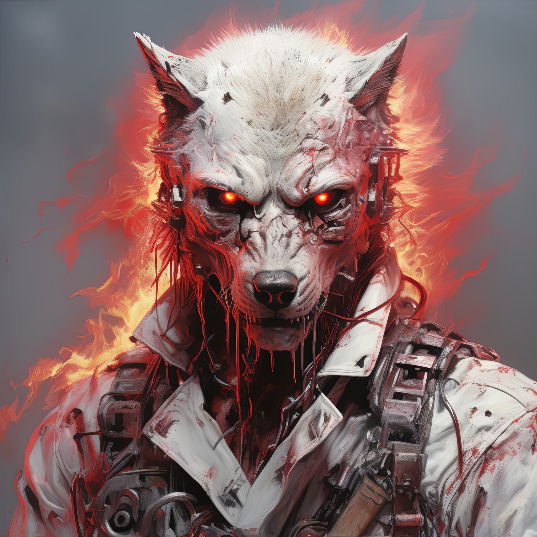 Фурри арт от Wolfmks #284 Infiltrator Wolf - Моё, Арты нейросетей, Арт, Фурри, Furry Art, Furry wolf, Терминатор, Длиннопост