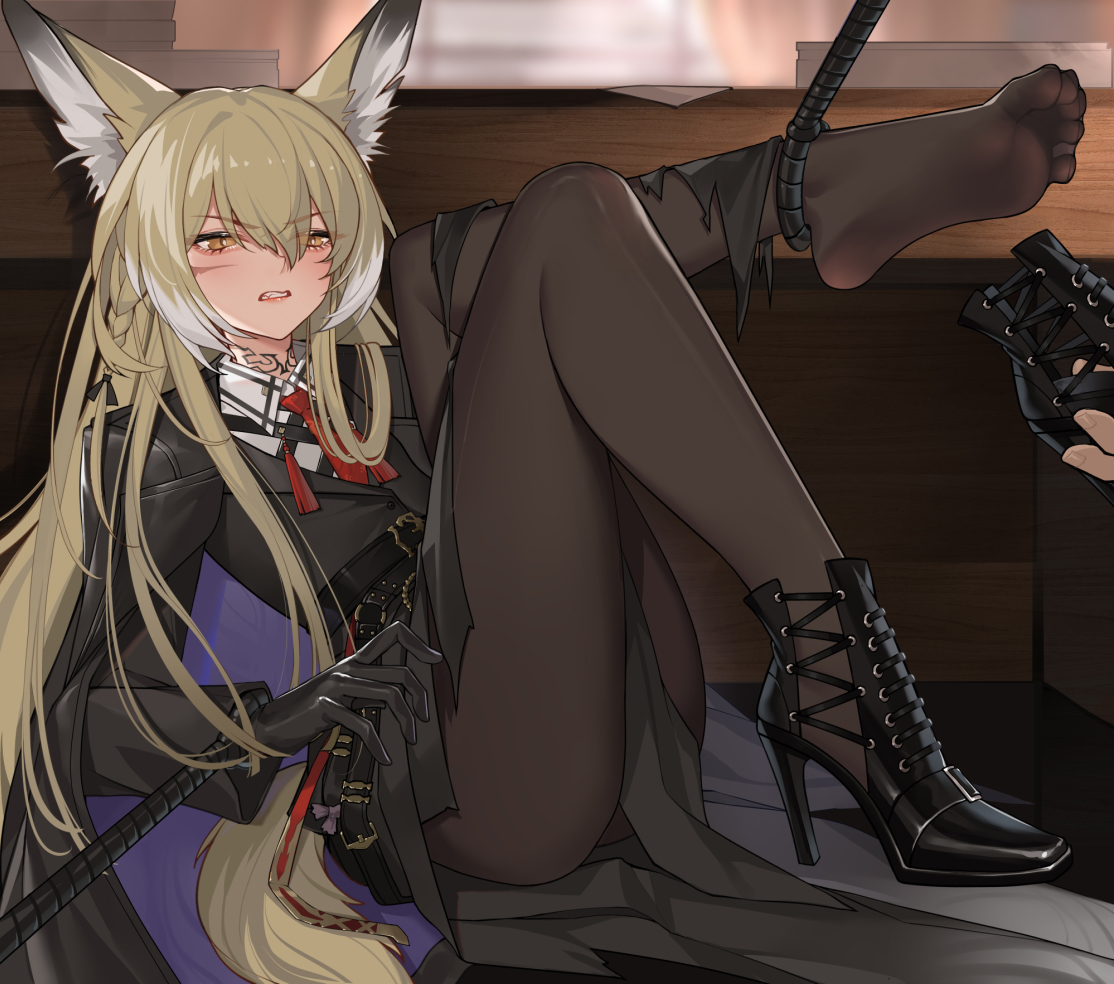 Ears - Anime art, Anime, Arknights, Vulpisfoglia (Arknights), Animal ears, Tail, Foot fetish