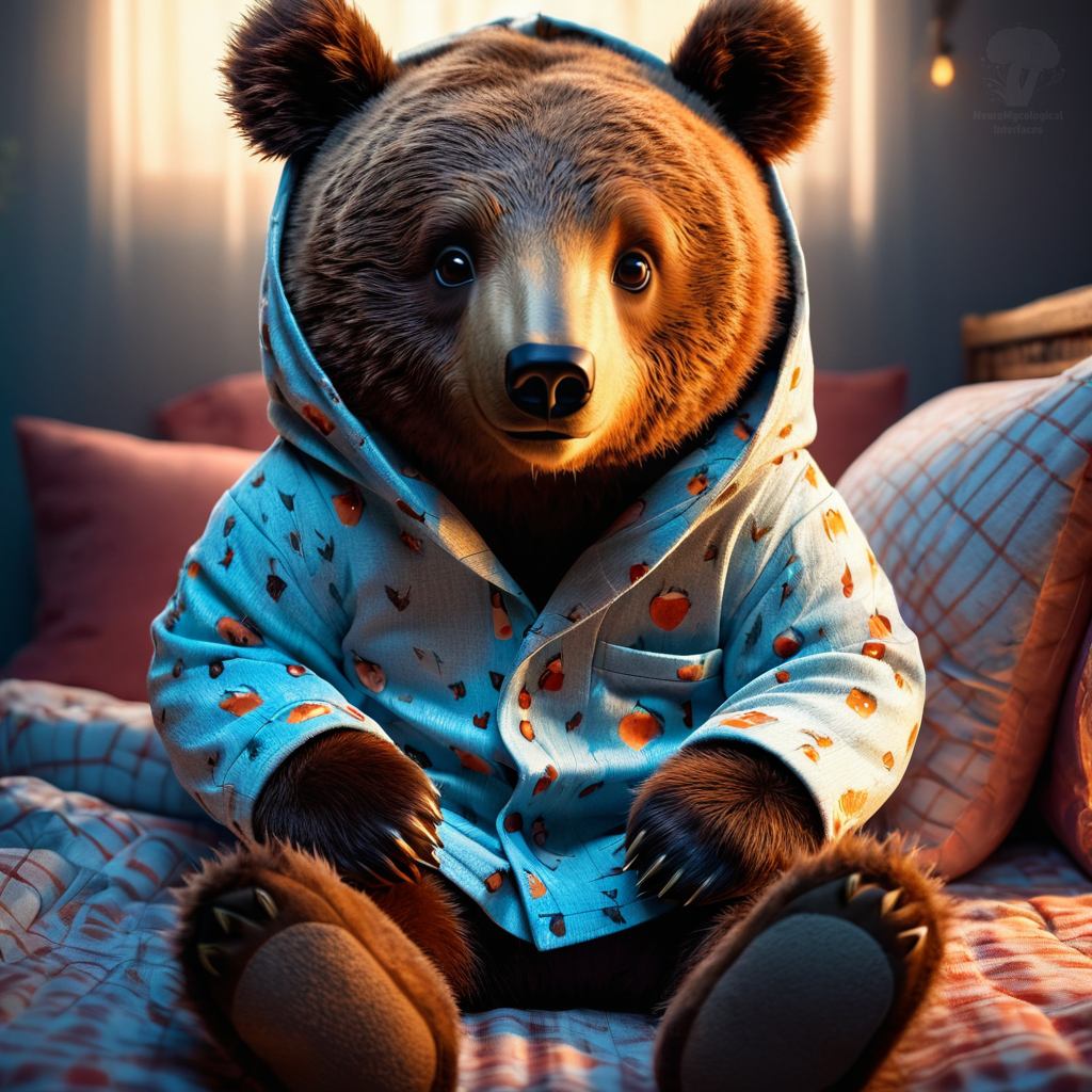 Happy Bed Rest Day! - My, Neural network art, Chatgpt, Stable diffusion, Art, 2D, The Bears, Pajamas, Relaxation, Postcard, Absurd