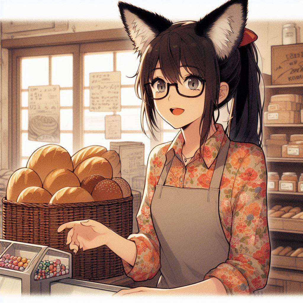 Cake Tour (e04) - My, Neural network art, Нейронные сети, Art, Girls, Anime, Anime art, Original character, Kitsune, Animal ears, Tail, Travels, Drive, Cake, Autumn, Ginger & White, Longpost