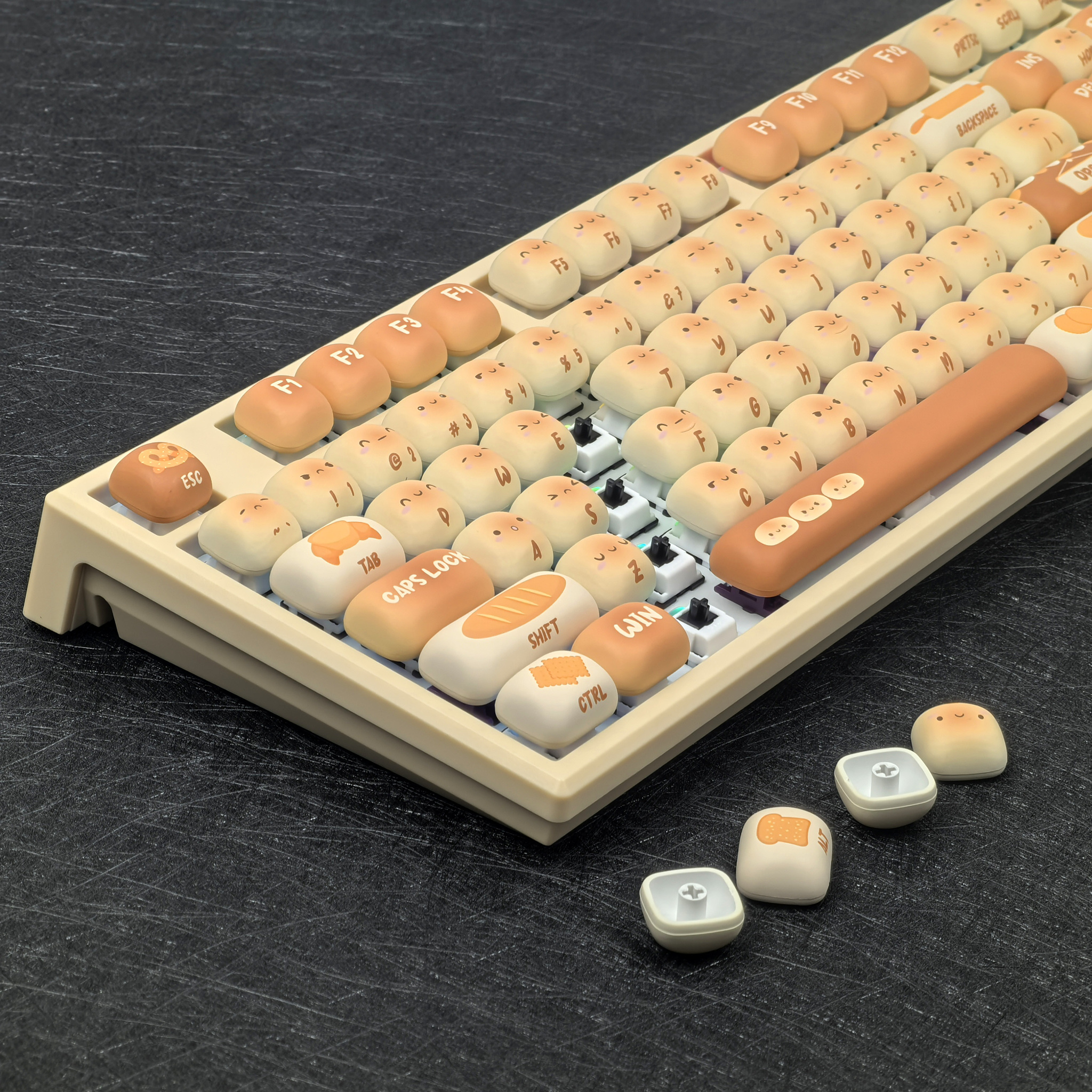 Keyboard with bread-shaped keys - Keyboard, Gaming Keyboard, Bread, Гаджеты, Computer, Computer hardware, Periphery, Button, Electronics, Unusual, Funny, Longpost