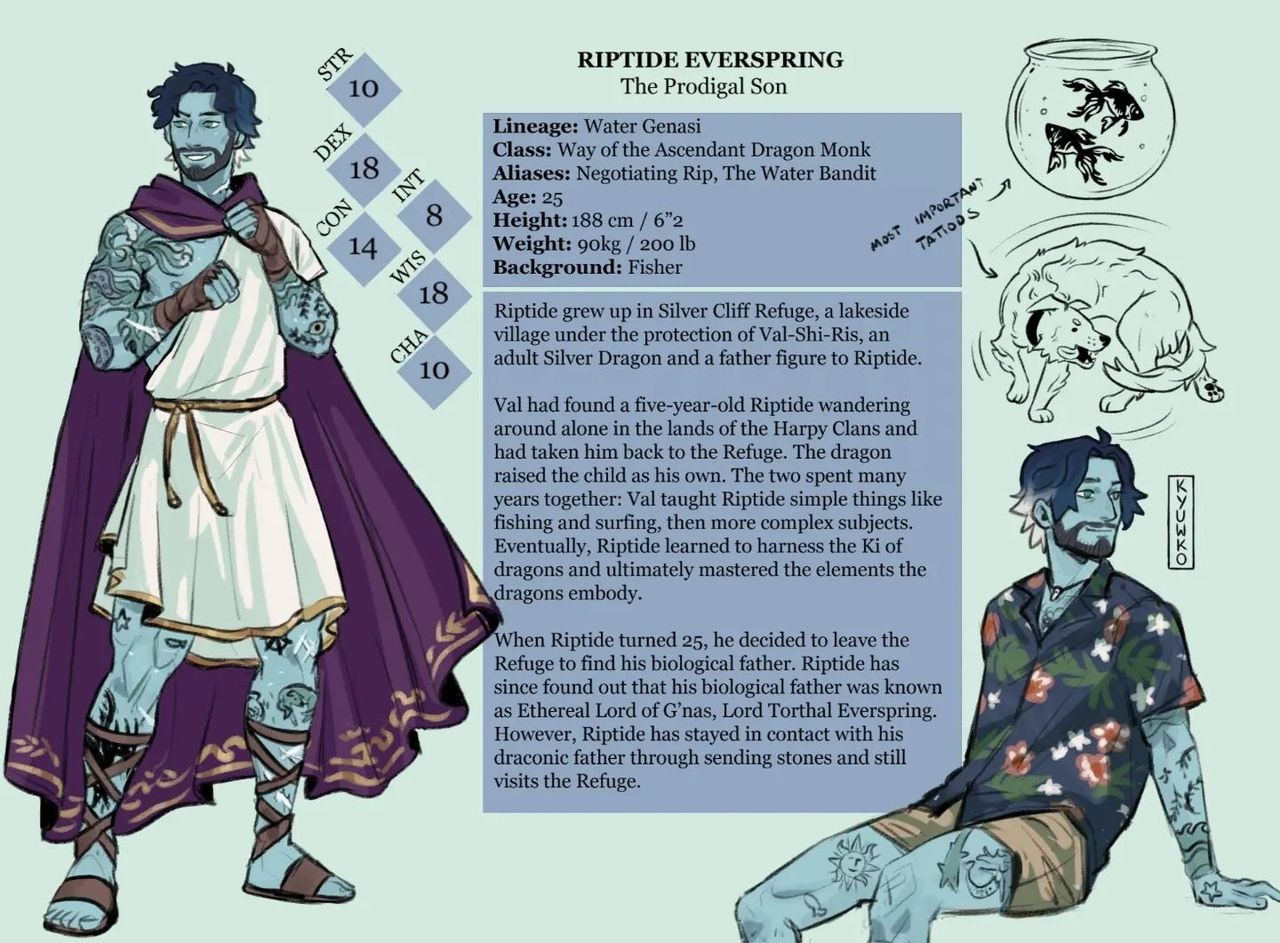 Interesting characters for DnD games in the art of the artist kyuwkou - Character Sheet, Art, Fantasy, Tabletop role-playing games, Dungeons & dragons, Artist, Longpost, beauty, Kyuwkou