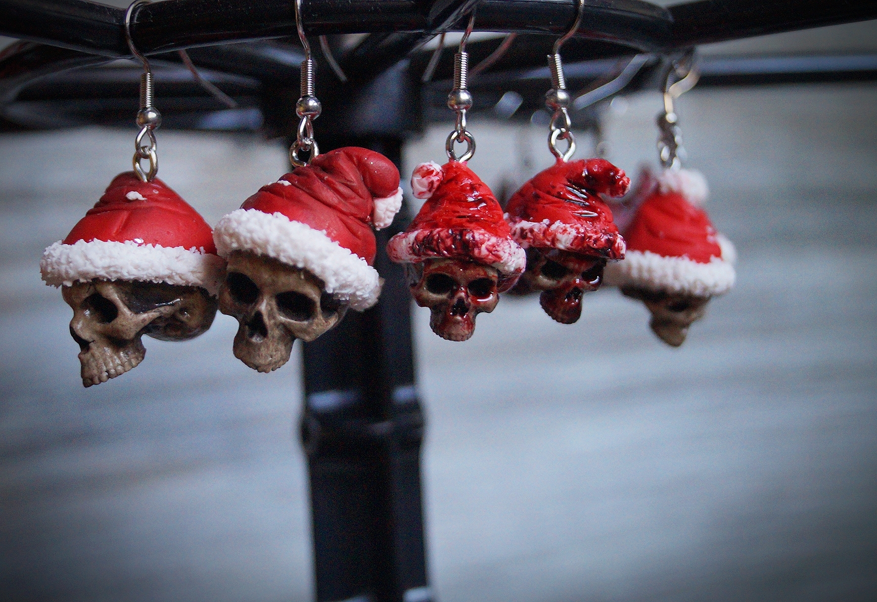 Creepy Christmas decorations - My, Polymer clay, Needlework without process, New Year, Santa Claus, Kripota, Blood, Лепка, Scull, Longpost