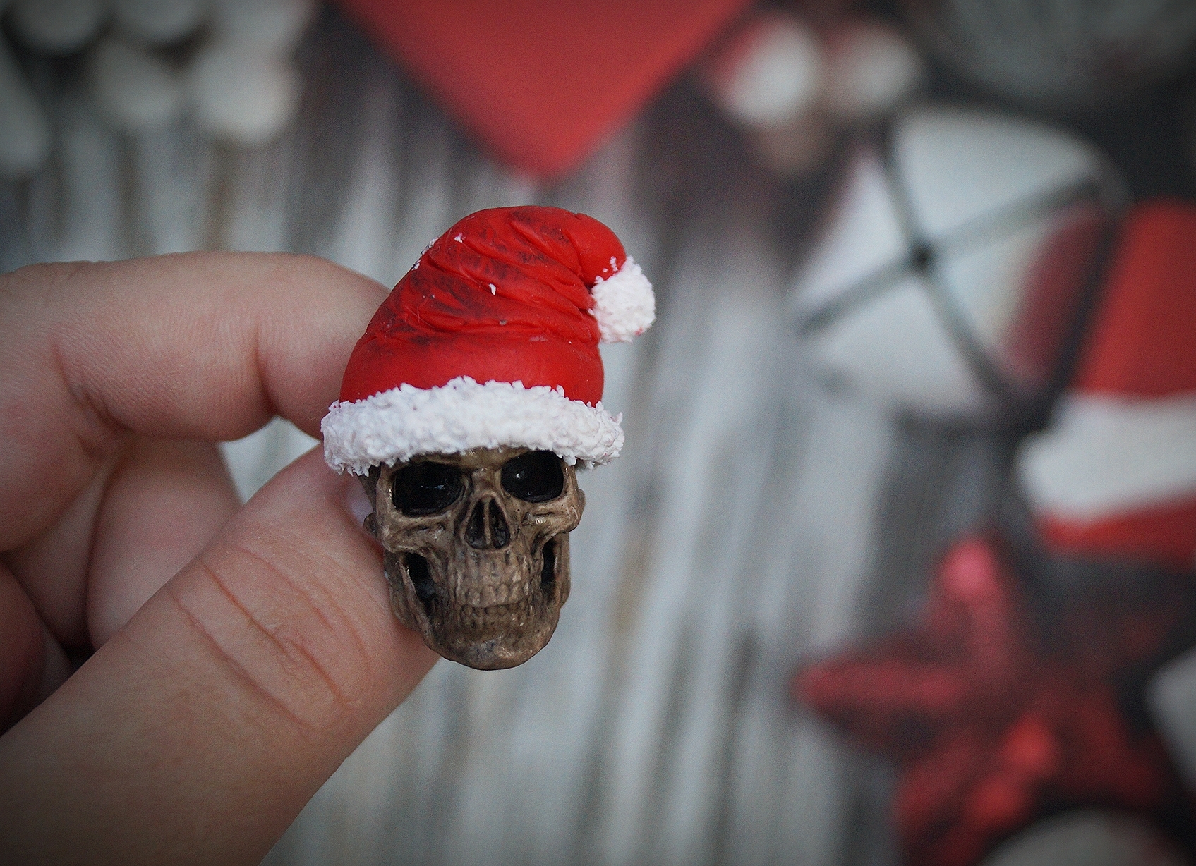 Creepy Christmas decorations - My, Polymer clay, Needlework without process, New Year, Santa Claus, Kripota, Blood, Лепка, Scull, Longpost