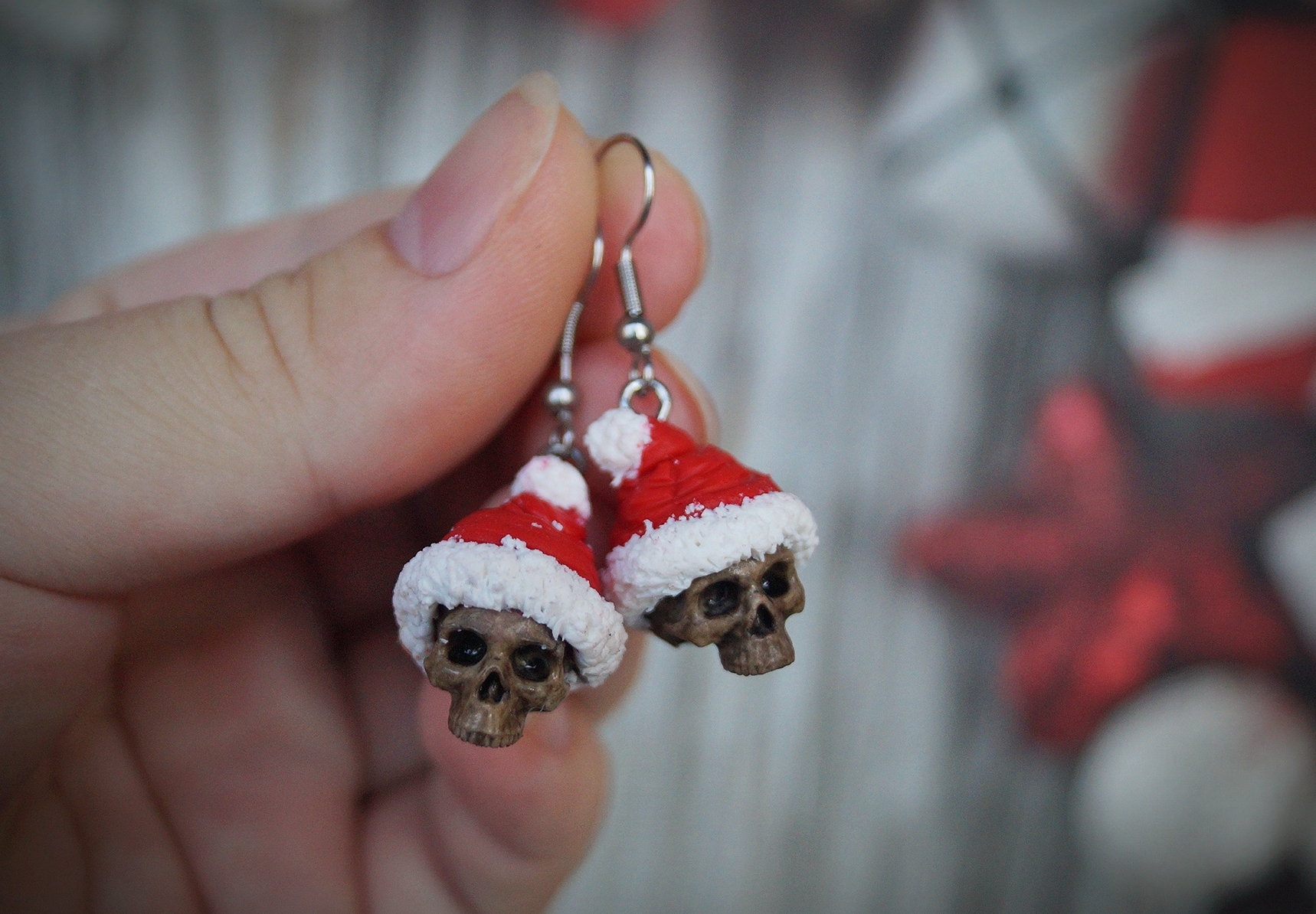 Creepy Christmas decorations - My, Polymer clay, Needlework without process, New Year, Santa Claus, Kripota, Blood, Лепка, Scull, Longpost