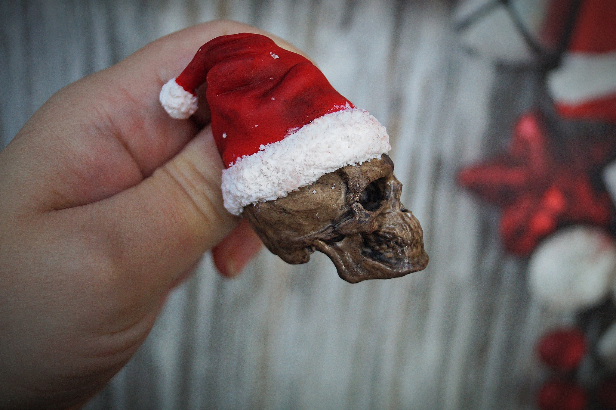 Creepy Christmas decorations - My, Polymer clay, Needlework without process, New Year, Santa Claus, Kripota, Blood, Лепка, Scull, Longpost