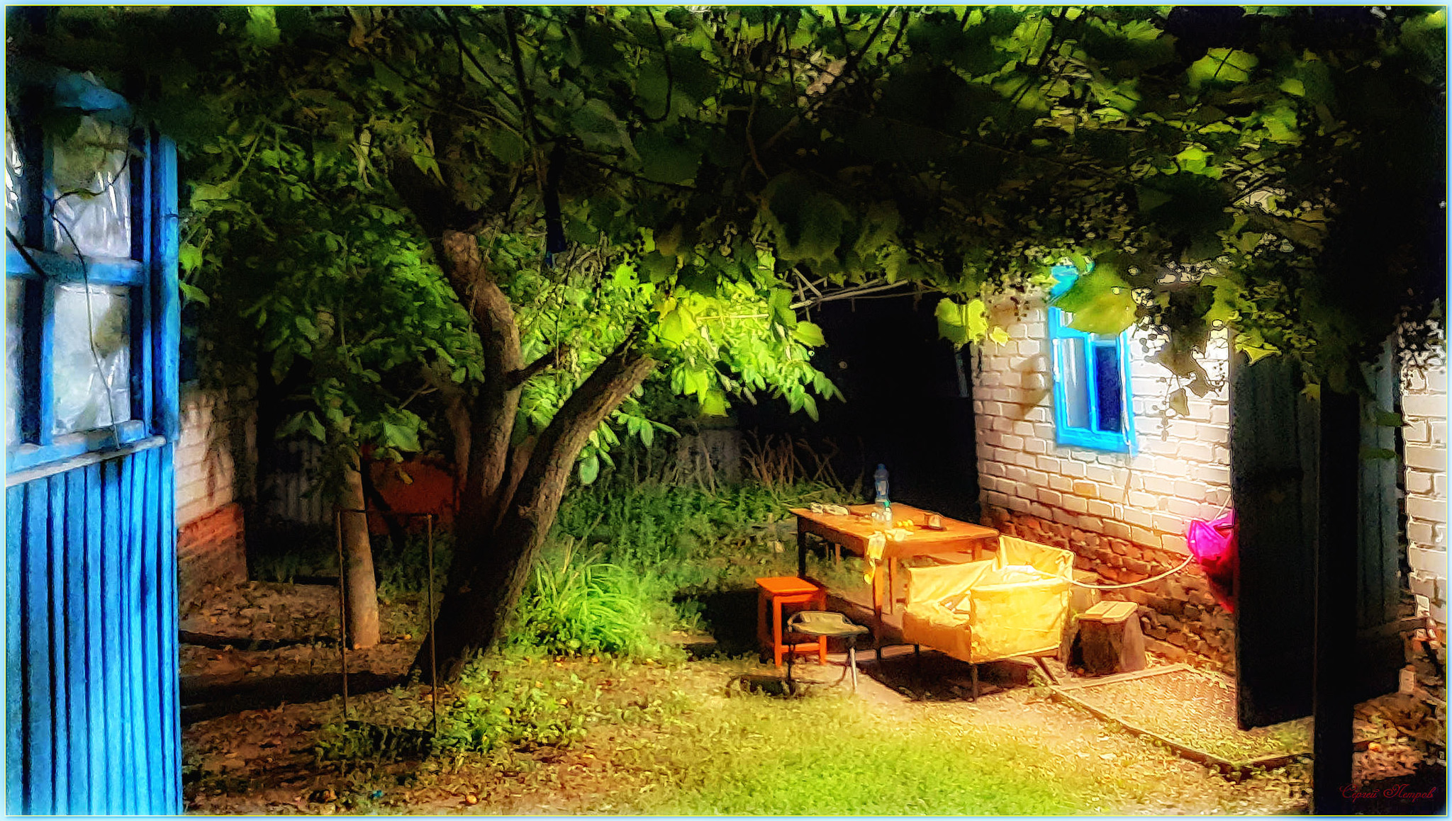 Night in the yard - My, The photo, Nature, Summer, Courtyard