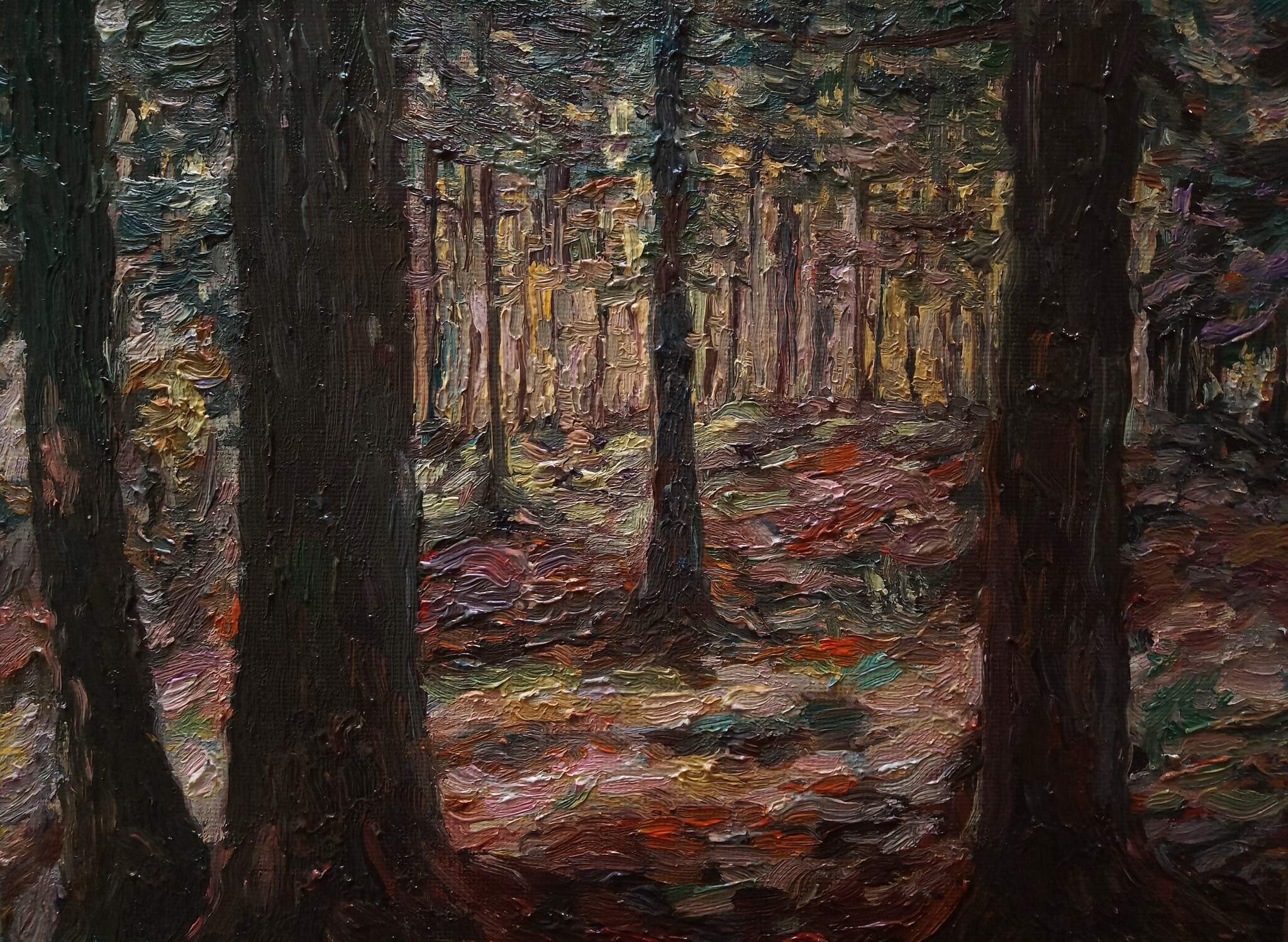 A small forest landscape - My, Painting, Landscape, Painting, Canvas, Forest, Oil painting, Etude