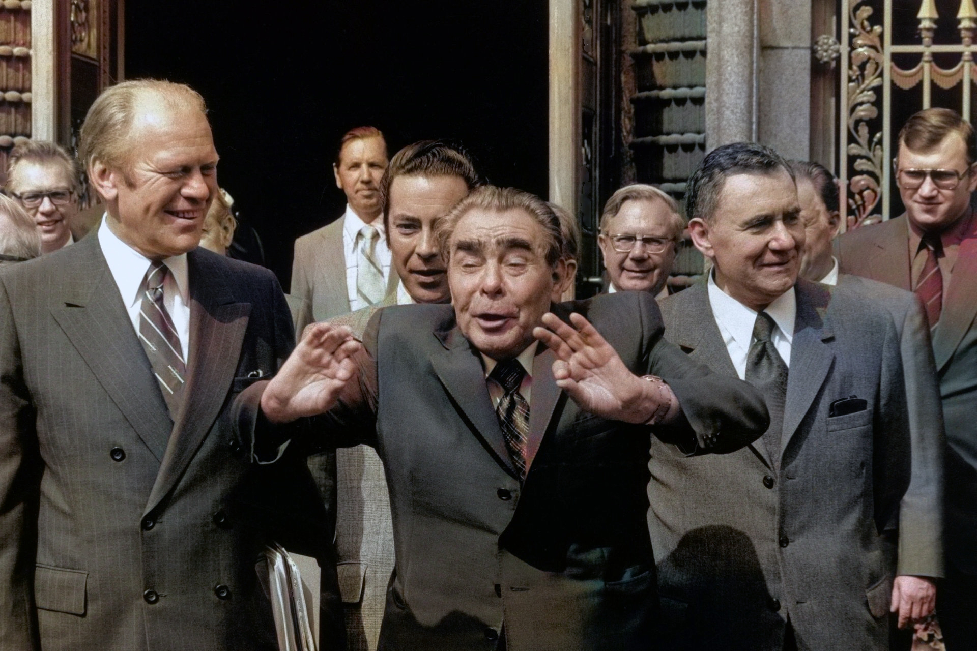 Informal Brezhnev - My, Old photo, Leonid Brezhnev, Banquet, Alcohol, Diplomacy, Informal, Nostalgia, the USSR, Stagnation, 70th, General, Secretary, Central Committee of the CPSU, Fidel Castro, Richard Nixon, Gerald Ford, Jimmy Carter