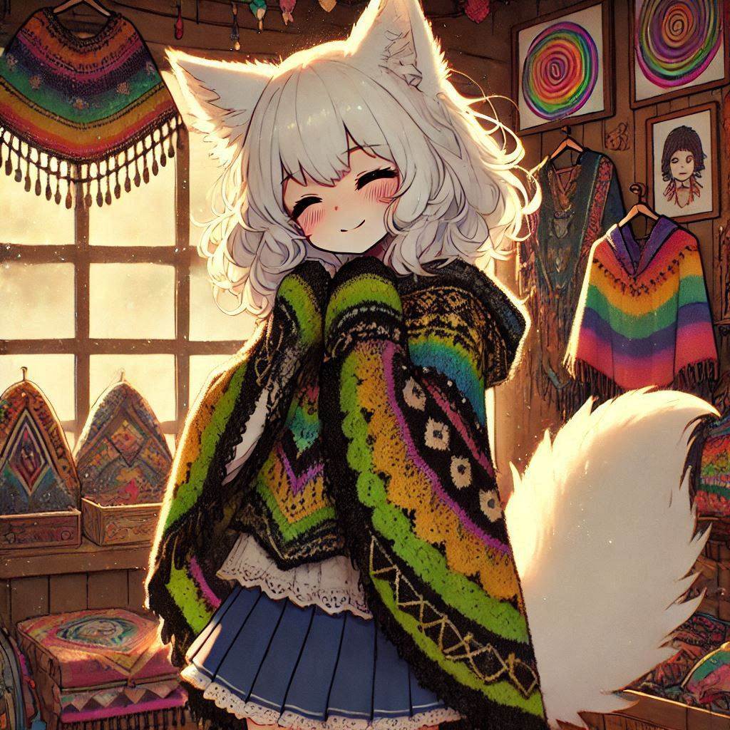 Cake Tour (e05) - My, Neural network art, Нейронные сети, Art, Anime, Anime art, Original character, Girls, Kitsune, Animal ears, Tail, Drive, Travels, Cake, Sea, Autumn, Ginger & White, Longpost