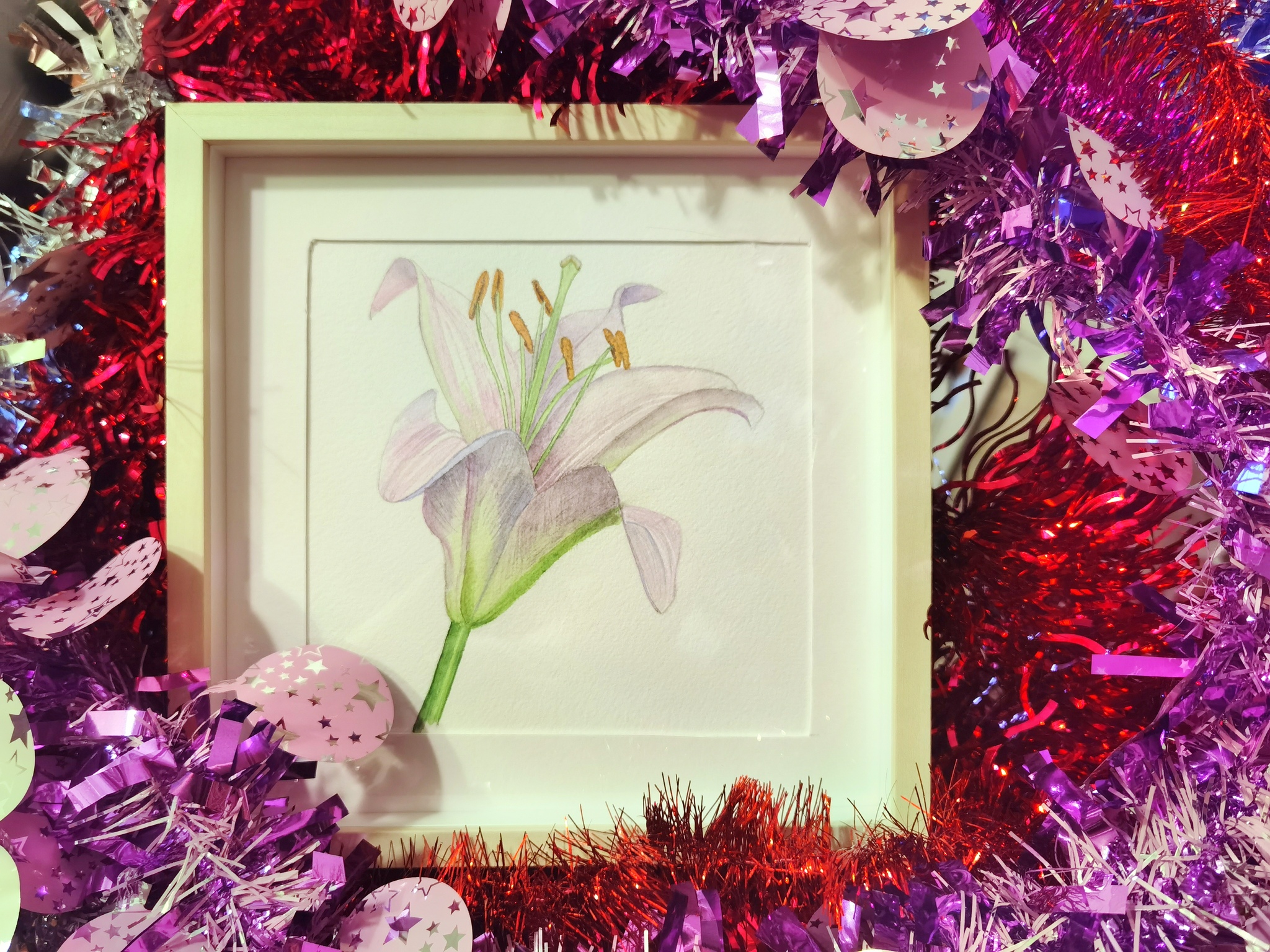 Lily - My, Lily, Flowers, Watercolor, Drawing, Botany, Botanical illustration, Frame, Congratulation, Presents, Painting, beauty, Happiness