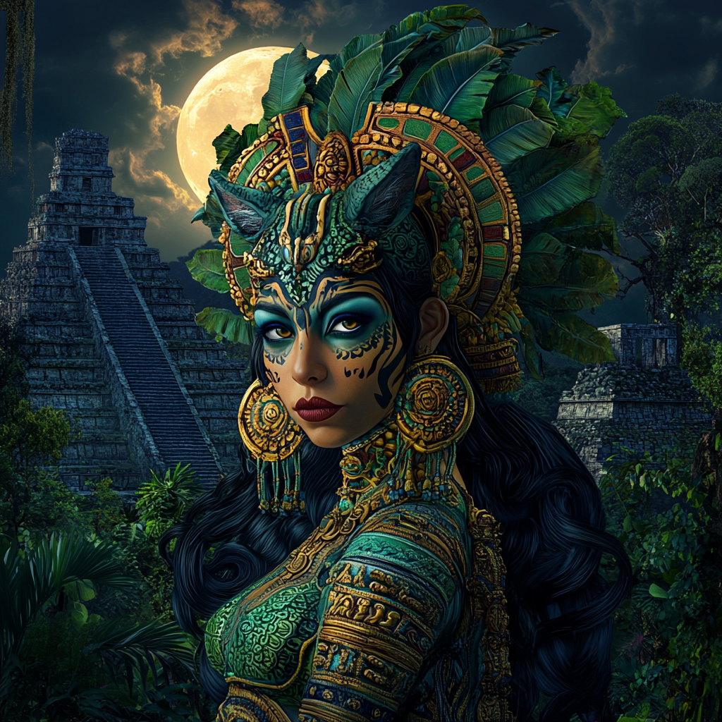 Today is the day of the goddess Ixchel - My, Mythology, Neural network art, Goddess, Longpost