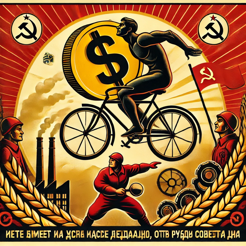 The dollar is pressing all the pedals, but it is unlikely to pick up speed. There is no escape from the weighty, Soviet ruble (posters from AI) - Artificial Intelligence, Computer graphics, Dollar rate, Ruble's exchange rate, Crocodile magazine, Poster, Soviet posters, Longpost