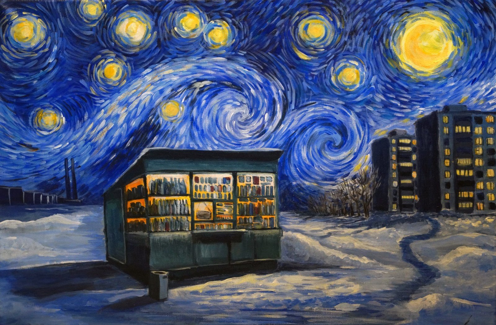 My Desktop Wallpaper - Screensaver, Desktop, Stall, Art, Van Gogh's Starry Night, van Gogh, A wave of posts