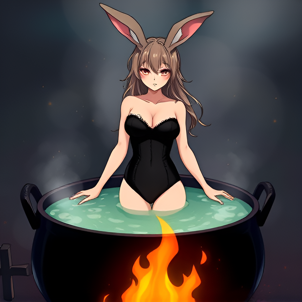 Bathing the rabbit girls in boiling water - Bathing, Swimsuit, Girls, Anime, Art, Boiler, Boiling water