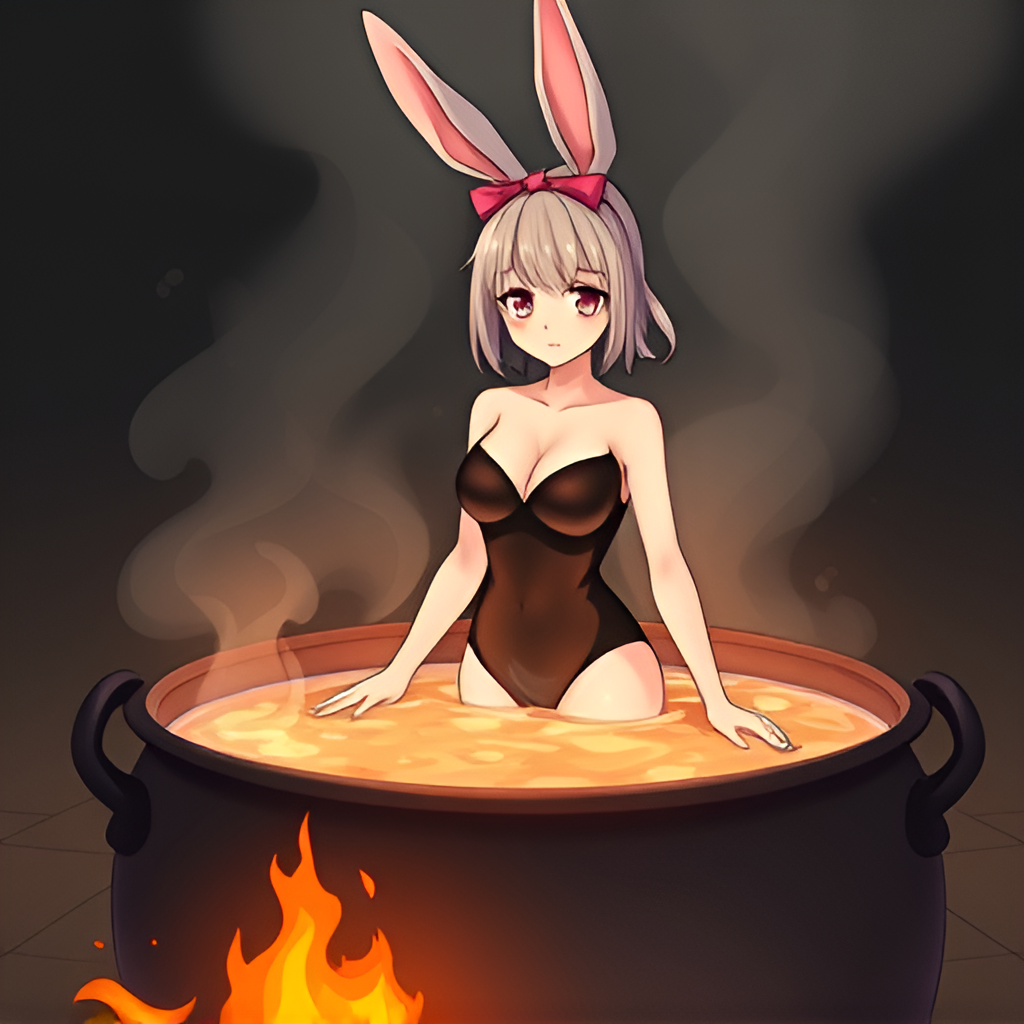 Bathing the rabbit girls in boiling water - Bathing, Swimsuit, Girls, Anime, Art, Boiler, Boiling water