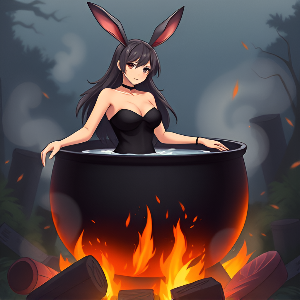 Bathing the rabbit girls in boiling water - Bathing, Swimsuit, Girls, Anime, Art, Boiler, Boiling water