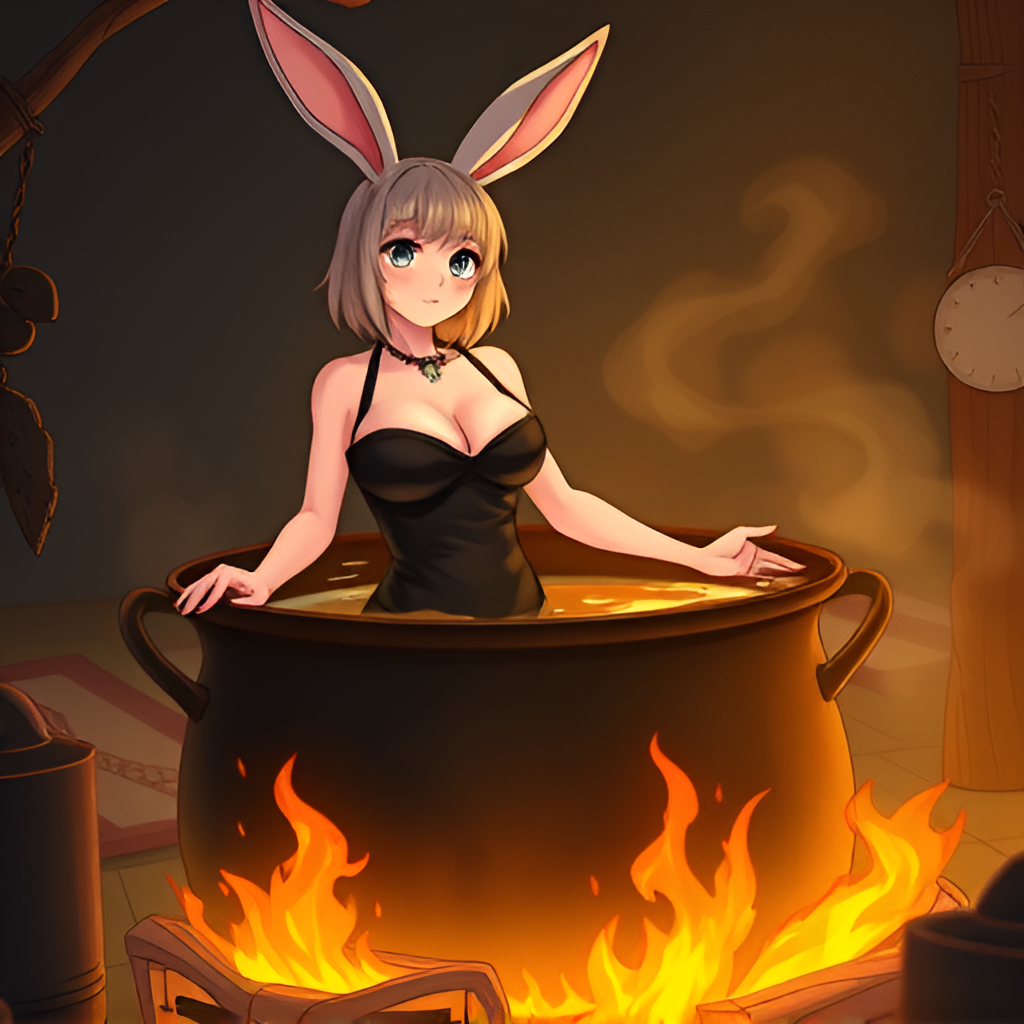 Bathing the rabbit girls in boiling water - Bathing, Swimsuit, Girls, Anime, Art, Boiler, Boiling water