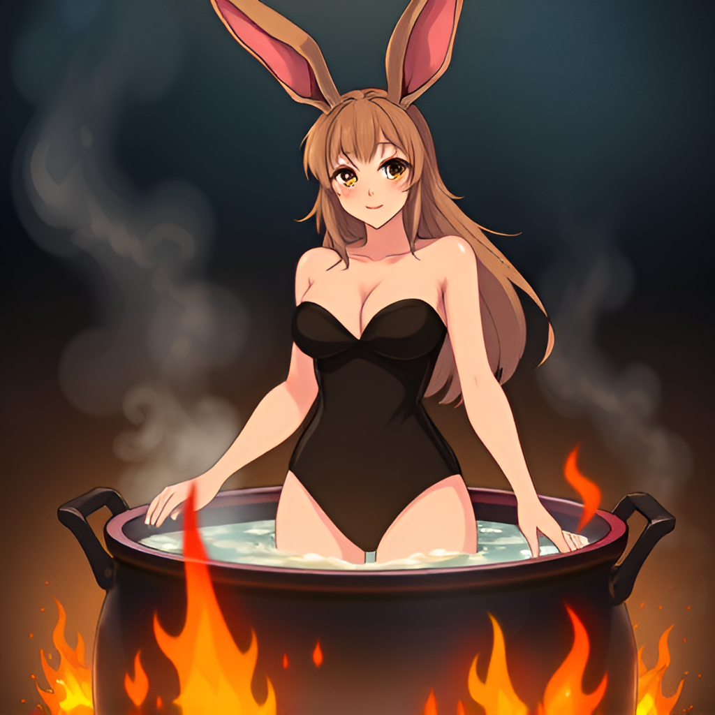 Bathing the rabbit girls in boiling water - Bathing, Swimsuit, Girls, Anime, Art, Boiler, Boiling water