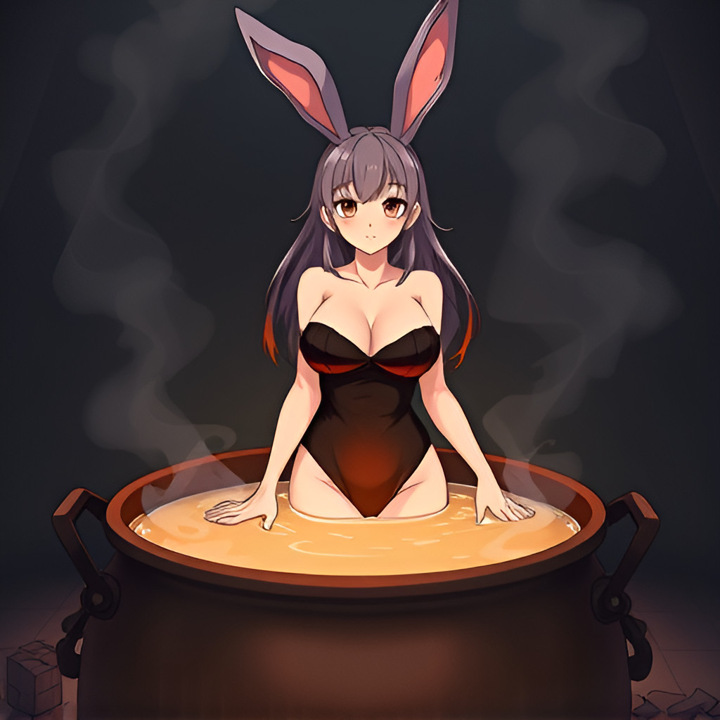 Bathing the rabbit girls in boiling water - Bathing, Swimsuit, Girls, Anime, Art, Boiler, Boiling water