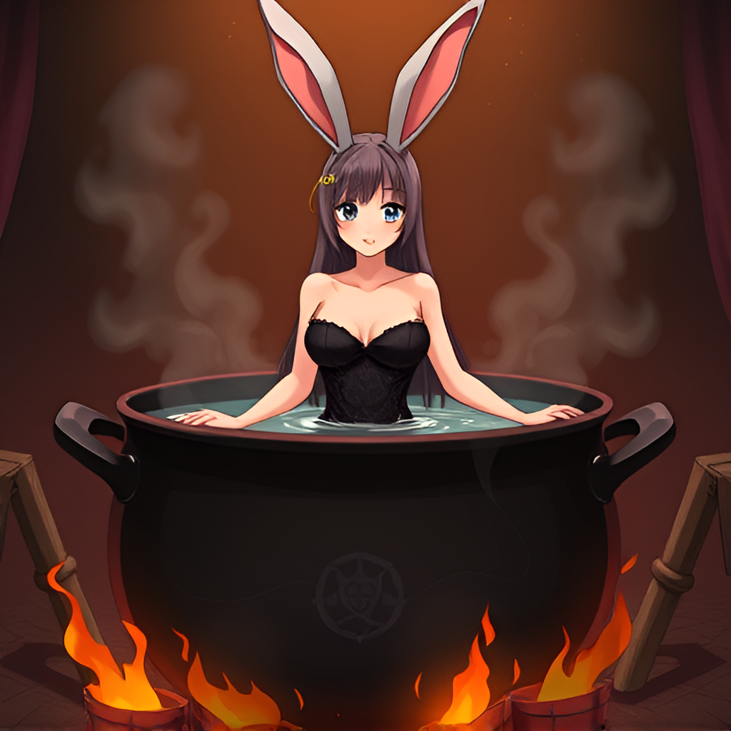 Bathing the rabbit girls in boiling water - Bathing, Swimsuit, Girls, Anime, Art, Boiler, Boiling water