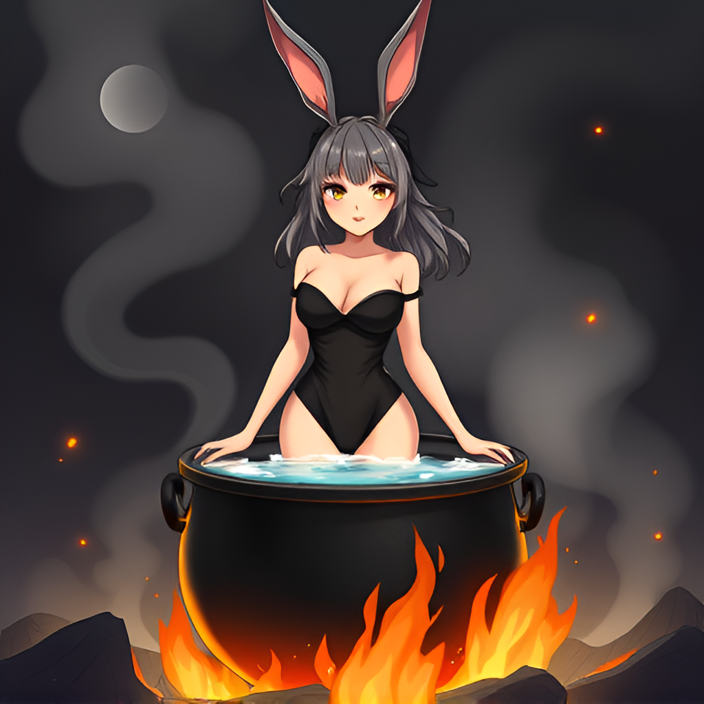 Bathing the rabbit girls in boiling water - Bathing, Swimsuit, Girls, Anime, Art, Boiler, Boiling water