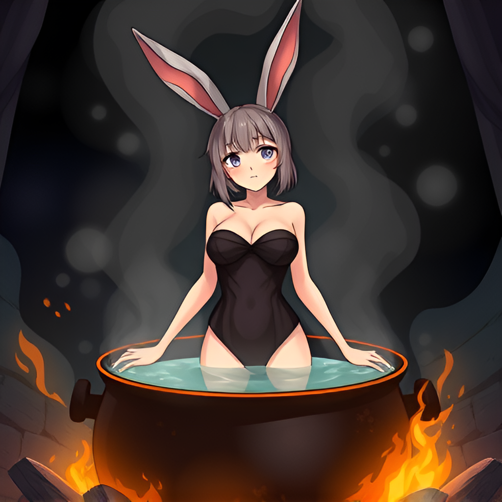 Bathing the rabbit girls in boiling water - Bathing, Swimsuit, Girls, Anime, Art, Boiler, Boiling water