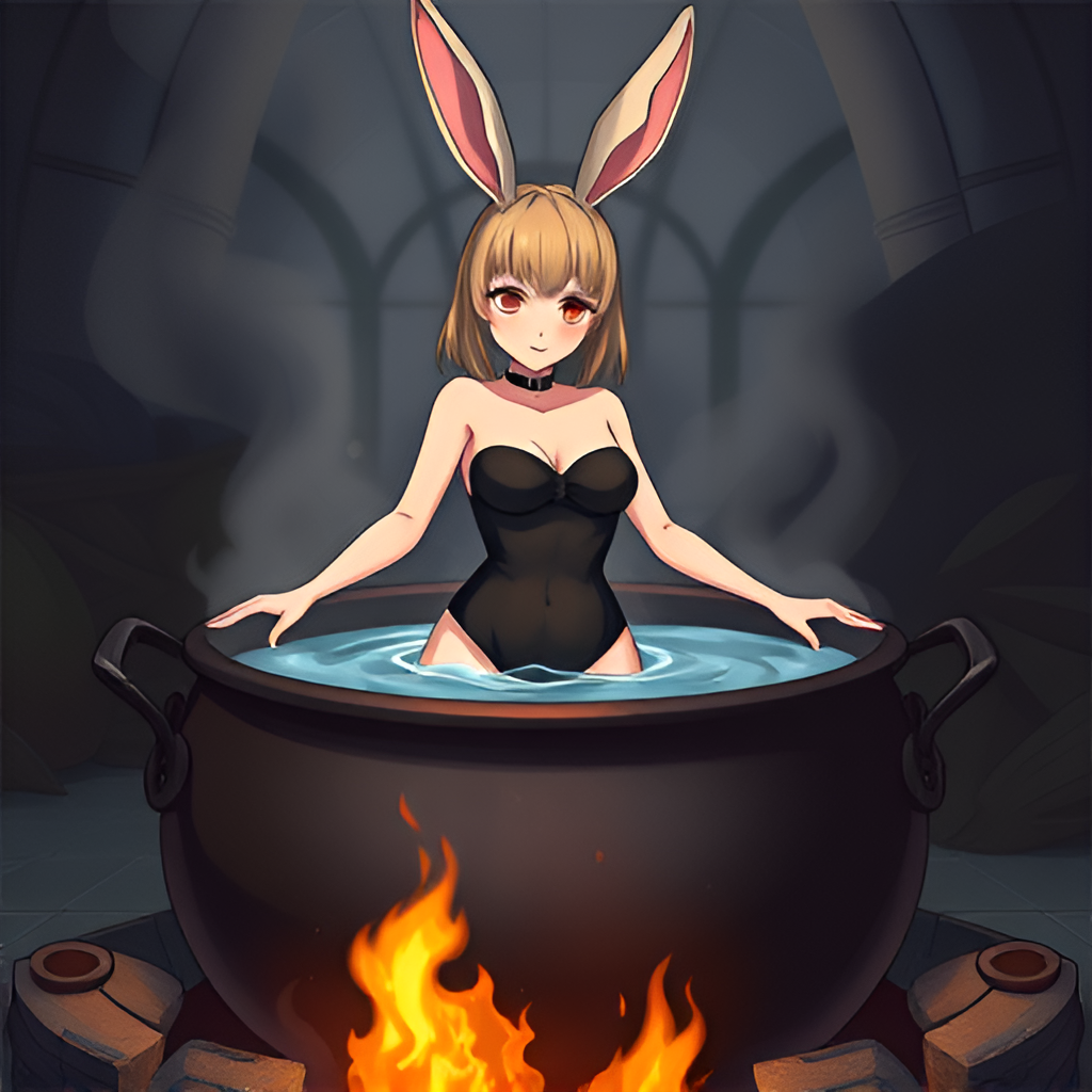 Bathing the rabbit girls in boiling water - Bathing, Swimsuit, Girls, Anime, Art, Boiler, Boiling water