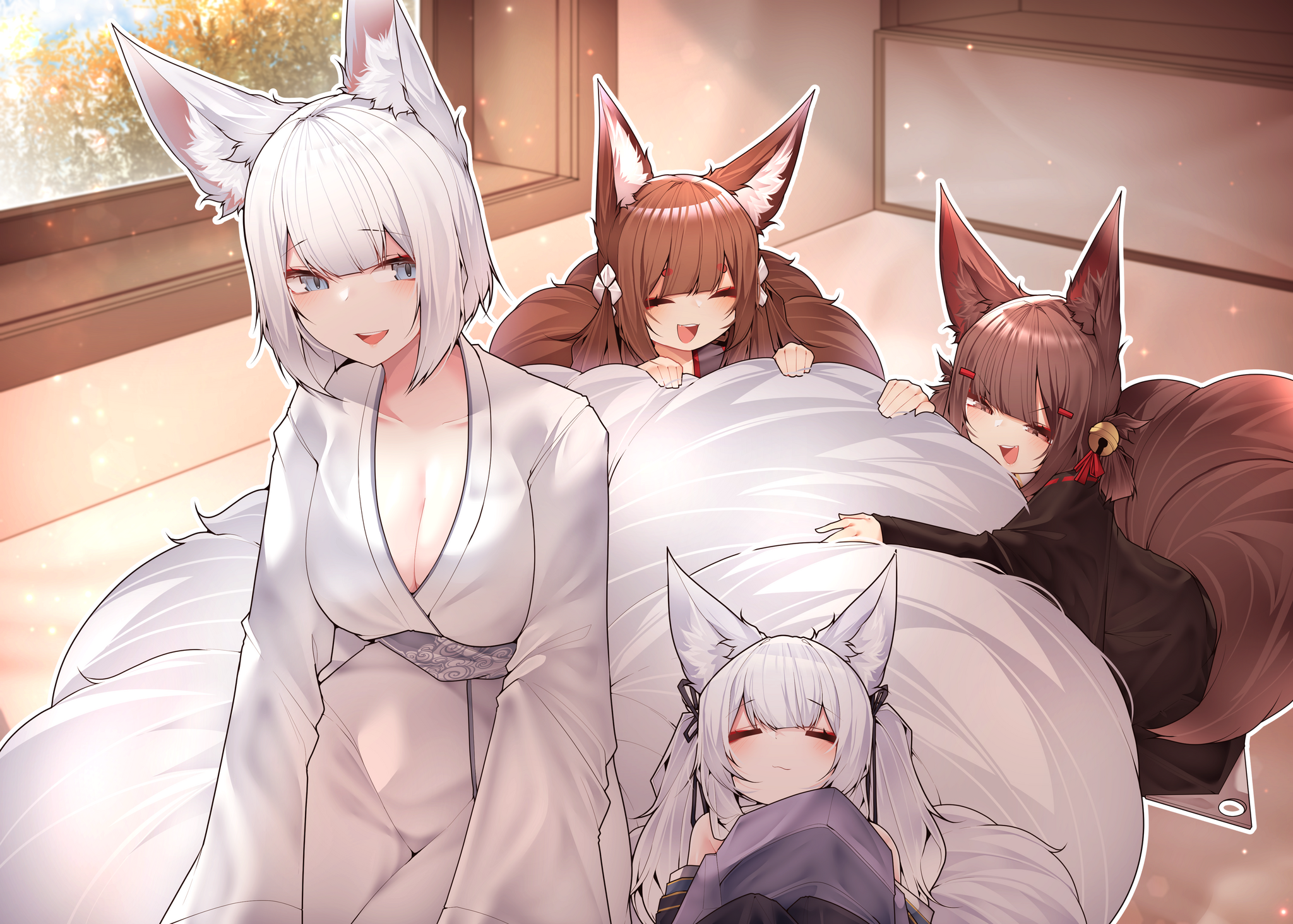 Продолжение поста «Шалопаи» - Samip, Арт, Аниме, Anime Art, Azur Lane, Animal Ears, Хвост, Кицунэ, Amagi, Akagi, Kaga, Ответ на пост