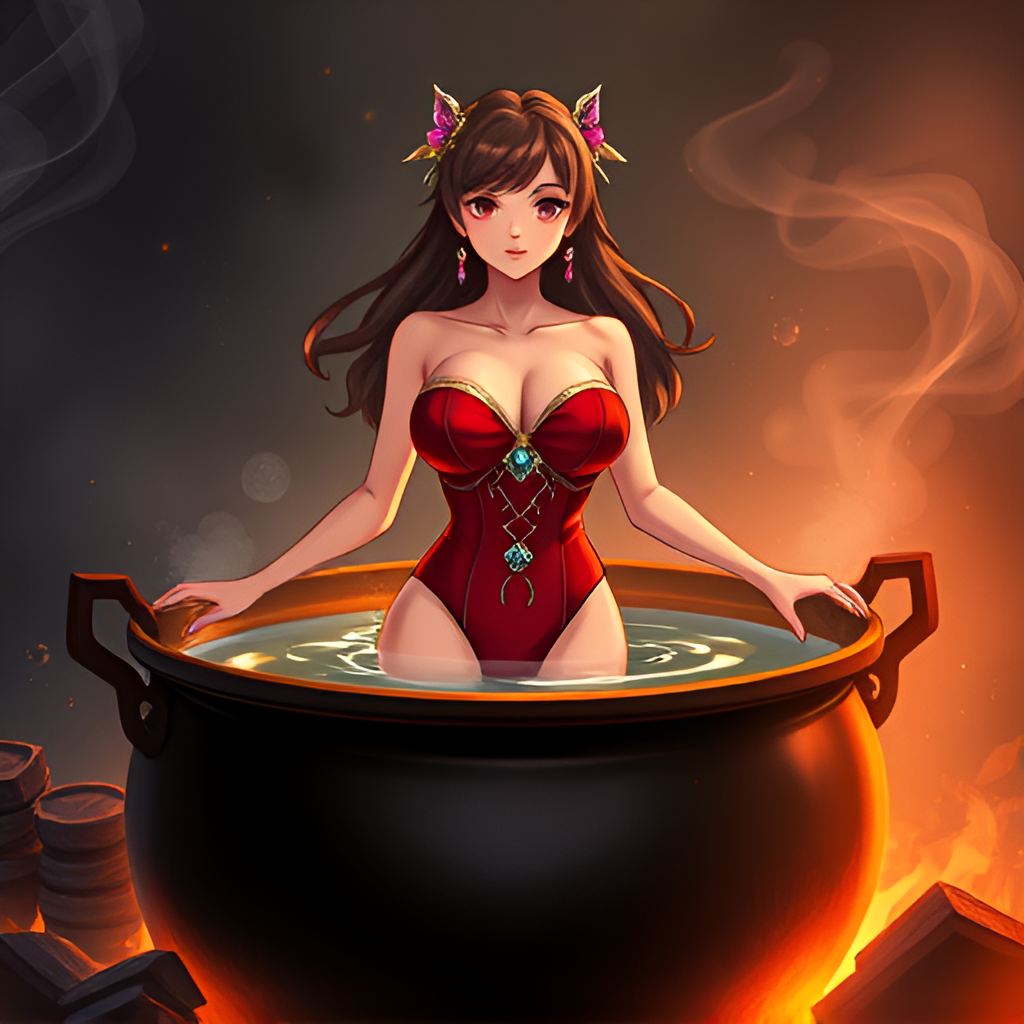 Beauties in boiling water - Bathing, Swimsuit, Girls, Anime, Art, Boiler, Boiling water, Neural network art