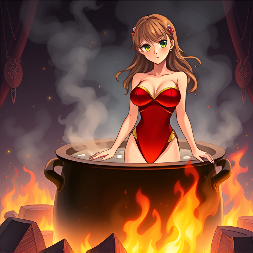 Beauties in boiling water - Bathing, Swimsuit, Girls, Anime, Art, Boiler, Boiling water, Neural network art