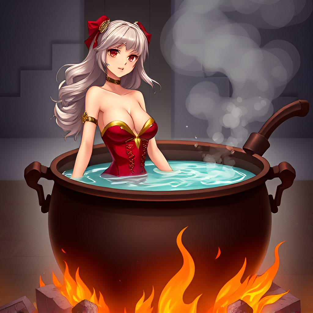 Beauties in boiling water - Bathing, Swimsuit, Girls, Anime, Art, Boiler, Boiling water, Neural network art