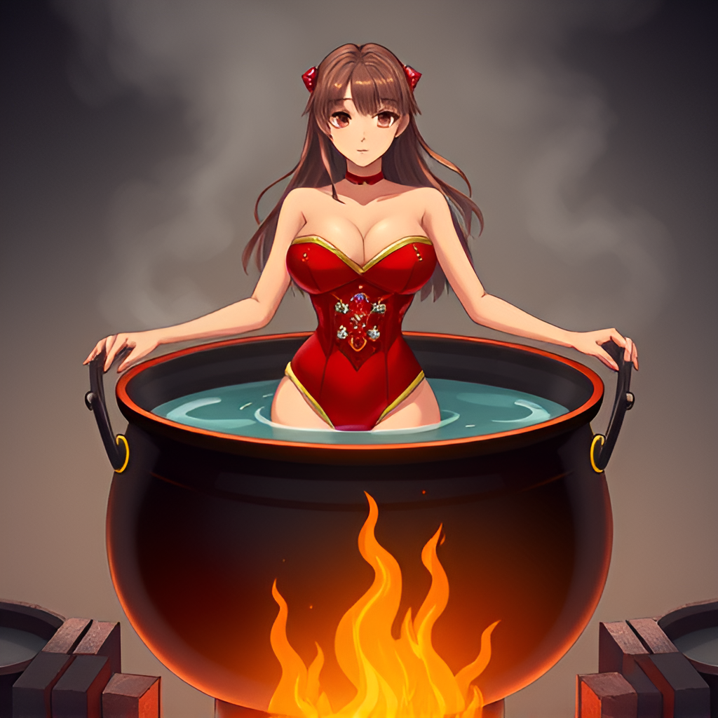 Beauties in boiling water - Bathing, Swimsuit, Girls, Anime, Art, Boiler, Boiling water, Neural network art