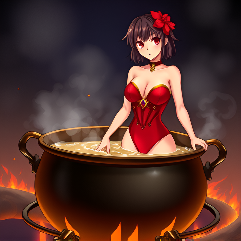 Beauties in boiling water - Bathing, Swimsuit, Girls, Anime, Art, Boiler, Boiling water, Neural network art