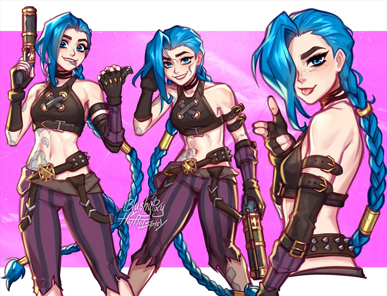 Trio - Games, Art, Arcane, League of legends, VI, Caitlyn (LoL), Jinx, BlushyPixy, Longpost