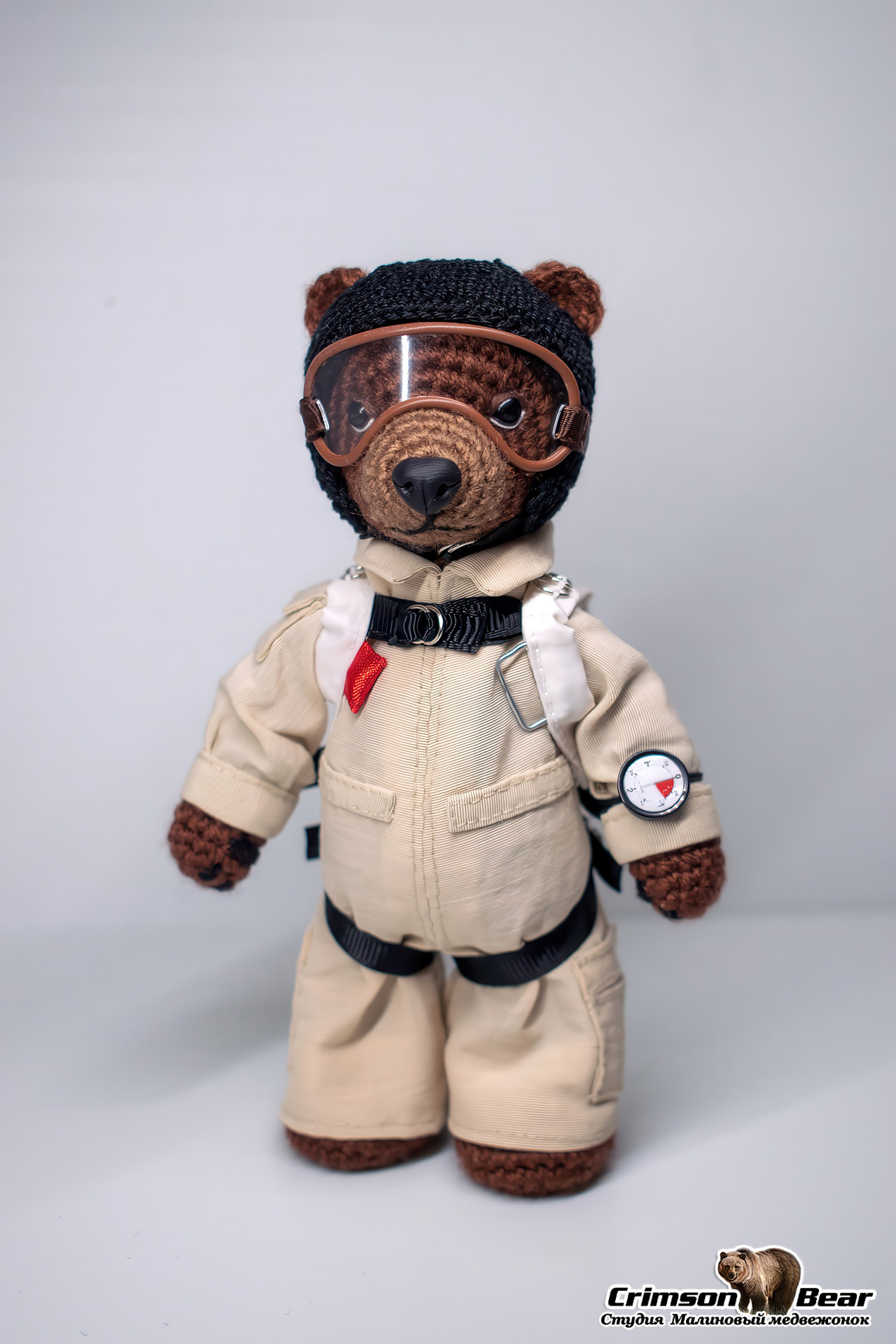 Bear with a sports parachute - My, Needlework without process, Souvenirs, Knitted toys, Amigurumi, Crochet, The Bears, Parachute, Parachutists, Author's toy, Longpost