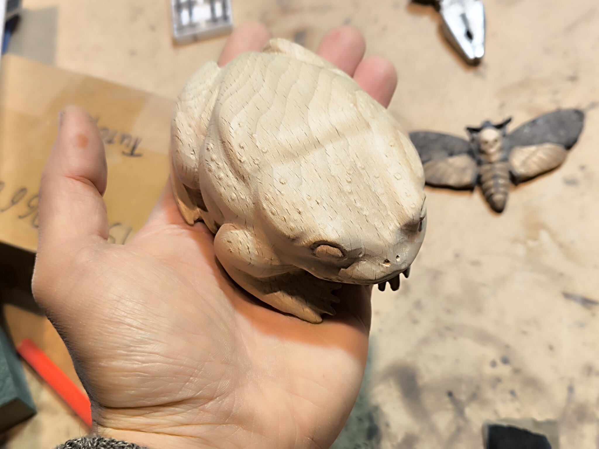 I can do it too - here's a TOAD for you - My, Wood carving, Needlework with process, Author's toy, Toad, It Is Wednesday My Dudes, Longpost