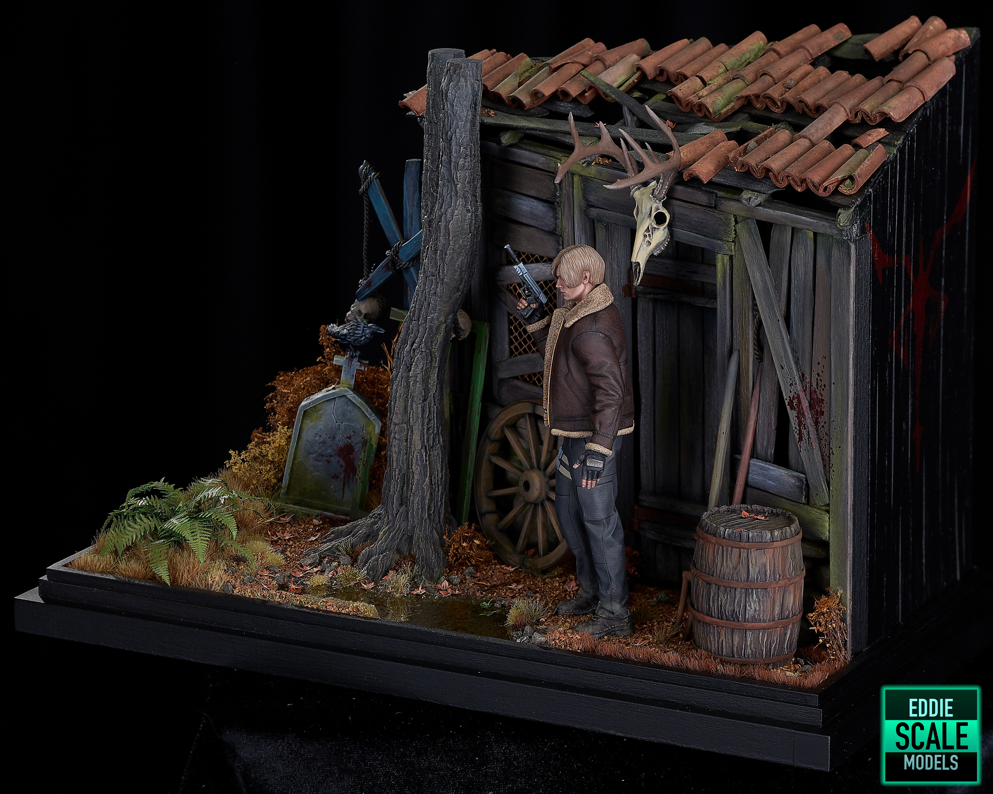 Remaster of the old version of the RE4 Remake diorama - My, 3D печать, Modeling, Scale model, Painting miniatures, Diorama, Leon Kennedy, Resident Evil 4 Remake, Stand modeling, 3D printer, Capcom, Collecting, Longpost