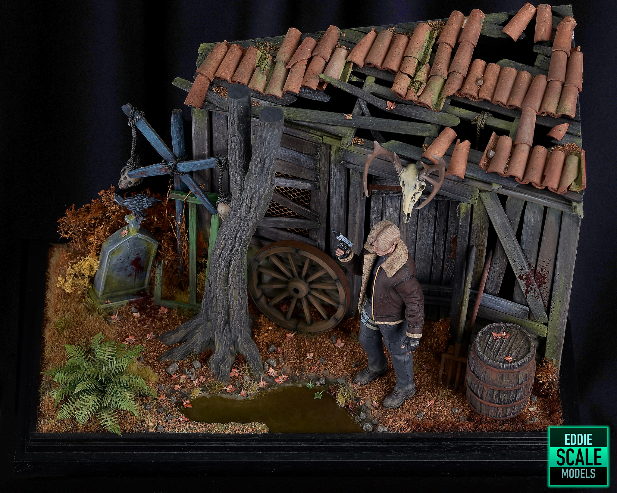 Remaster of the old version of the RE4 Remake diorama - My, 3D печать, Modeling, Scale model, Painting miniatures, Diorama, Leon Kennedy, Resident Evil 4 Remake, Stand modeling, 3D printer, Capcom, Collecting, Longpost