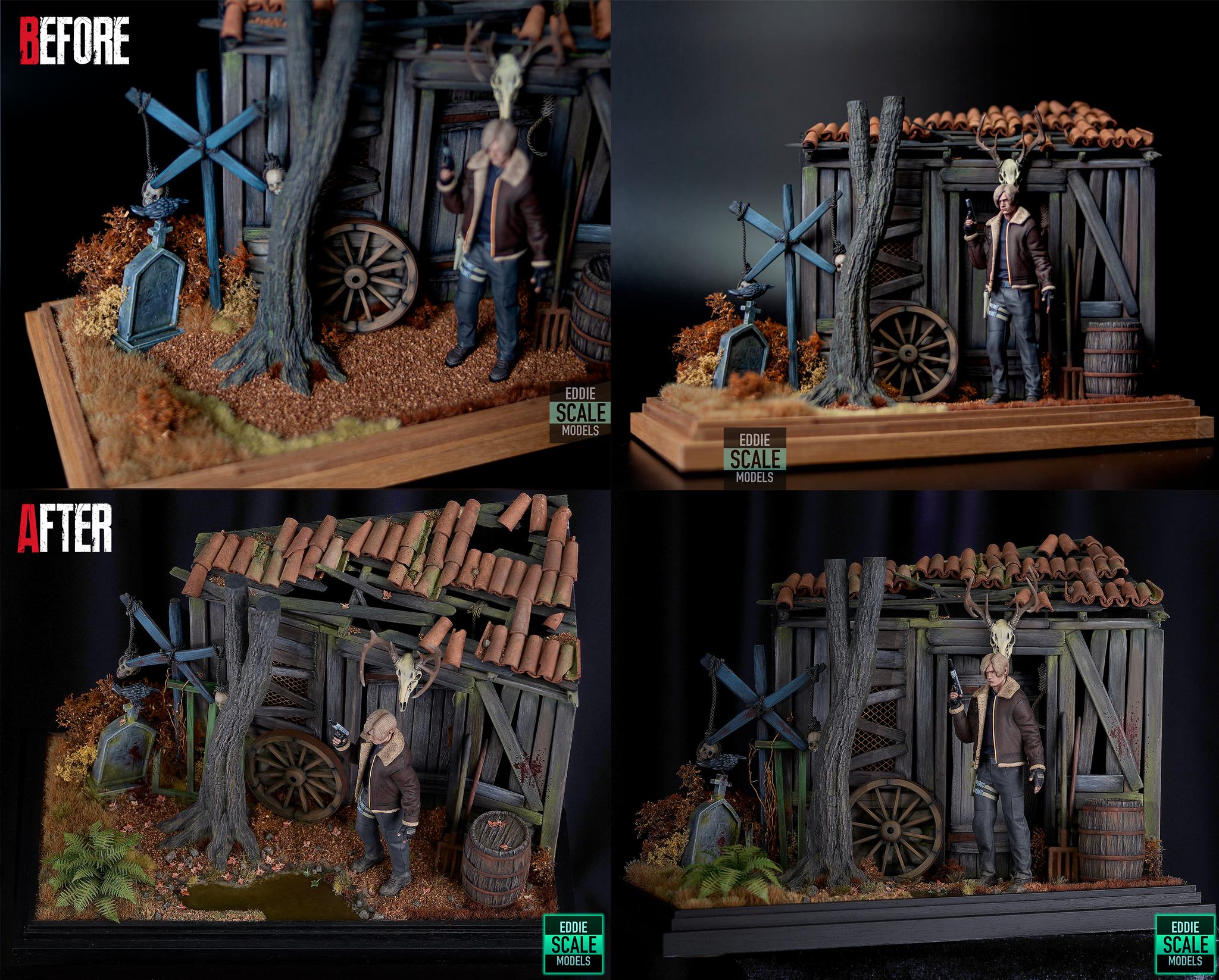 Remaster of the old version of the RE4 Remake diorama - My, 3D печать, Modeling, Scale model, Painting miniatures, Diorama, Leon Kennedy, Resident Evil 4 Remake, Stand modeling, 3D printer, Capcom, Collecting, Longpost