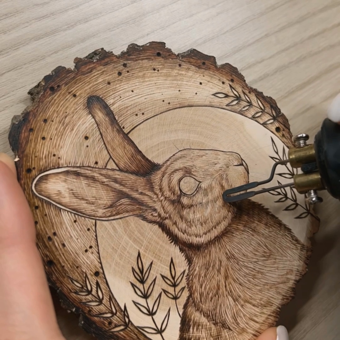 Hare, wood burning - My, Pyrography, Handmade, Needlework, Woodworking, Wood products, Longpost