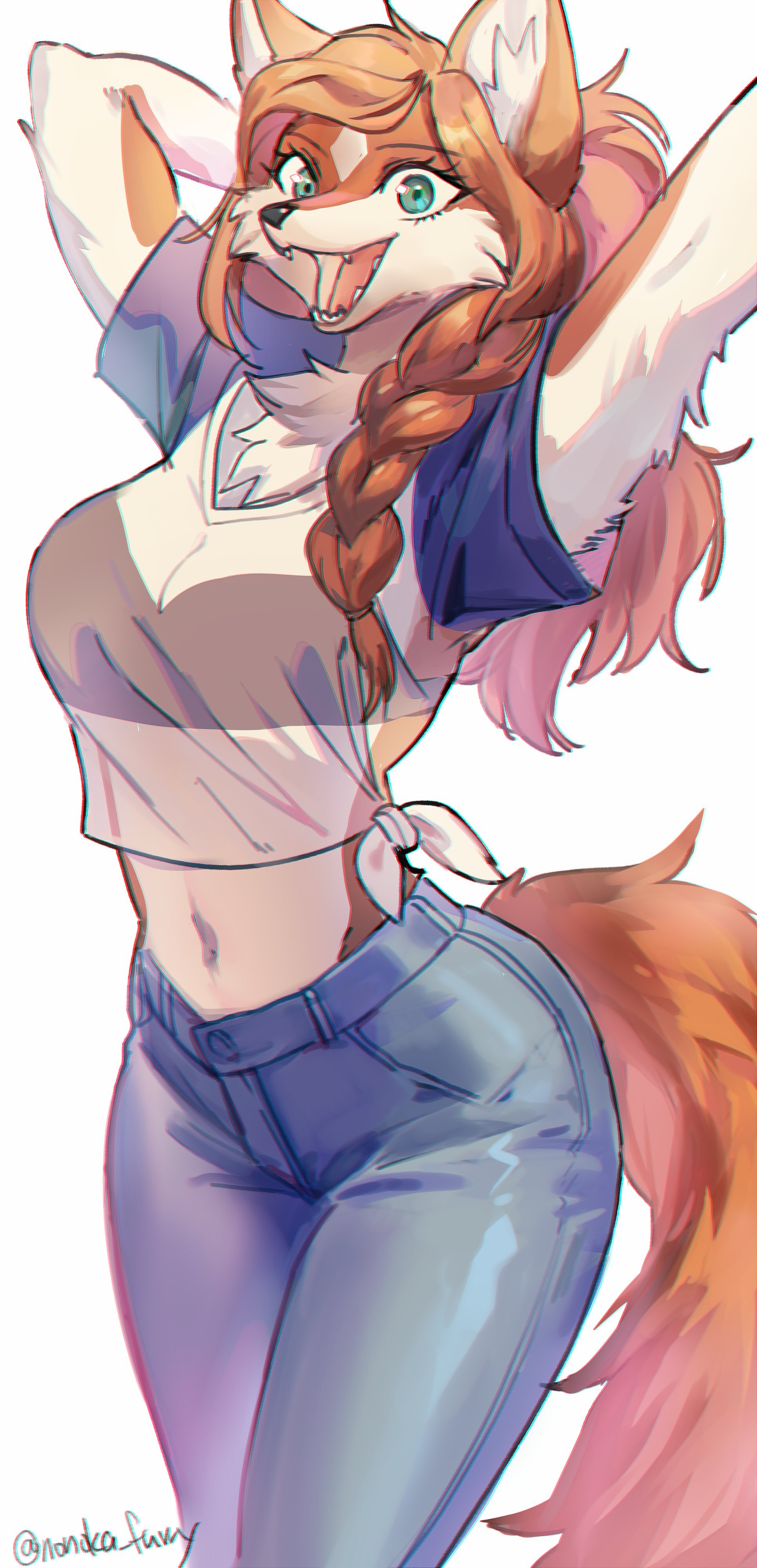 Girls - Furry, Anthro, Art, Furry goat, Furry fox, Furry canine, Furry lion, Furry rabbit, Longpost, Nonoka917