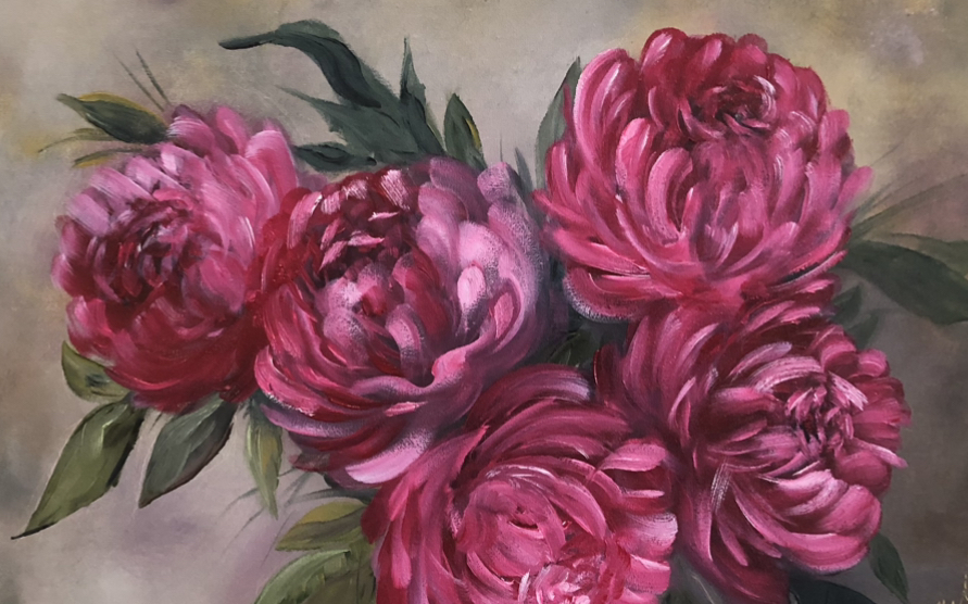 Peonies again) - My, Author's painting, Painting, Painting, Canvas, Oil painting, Peonies, Longpost